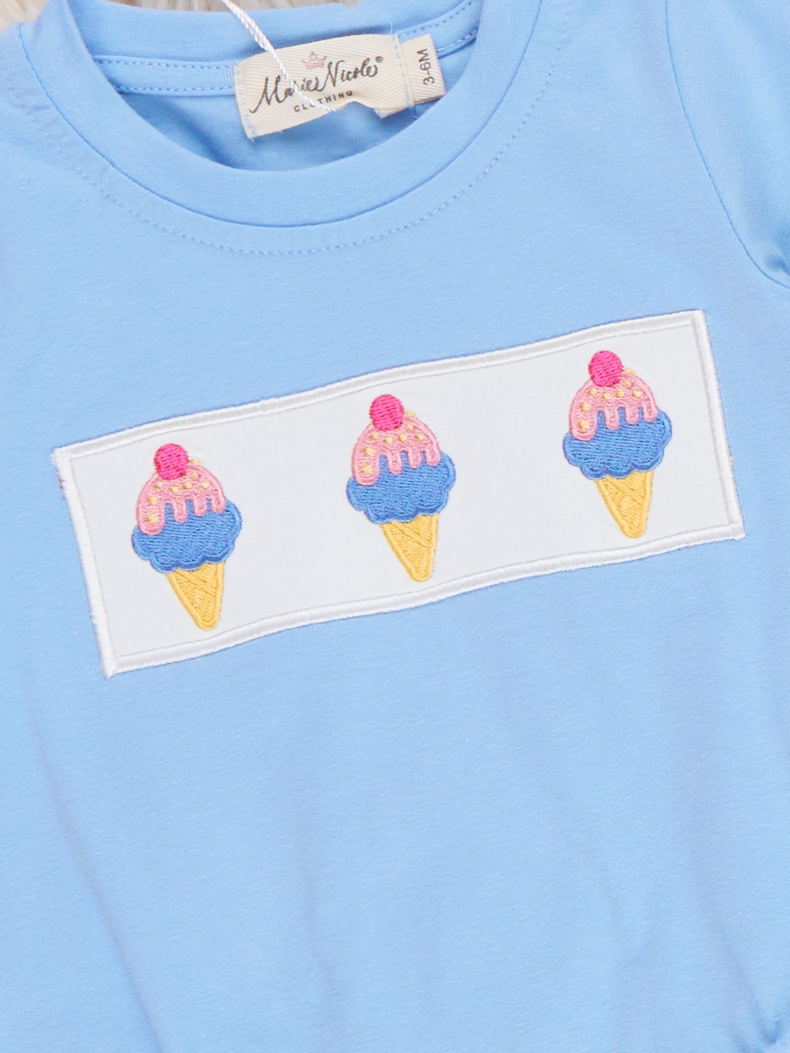 Frozen Delight Ice Cream Embroidered Cotton Romper - Marie Nicole Clothing