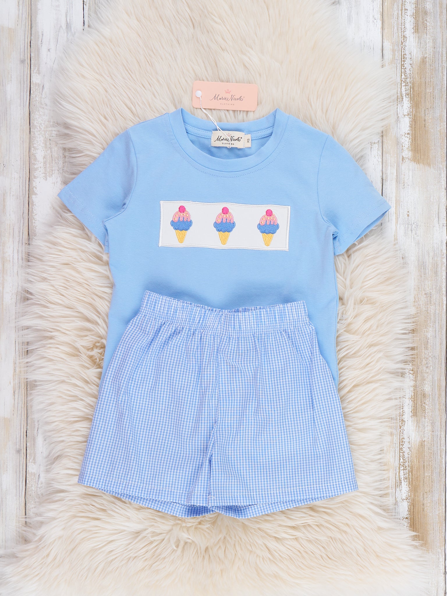 Frozen Delight Ice Cream Embroidered Cotton Outfit - Marie Nicole Clothing