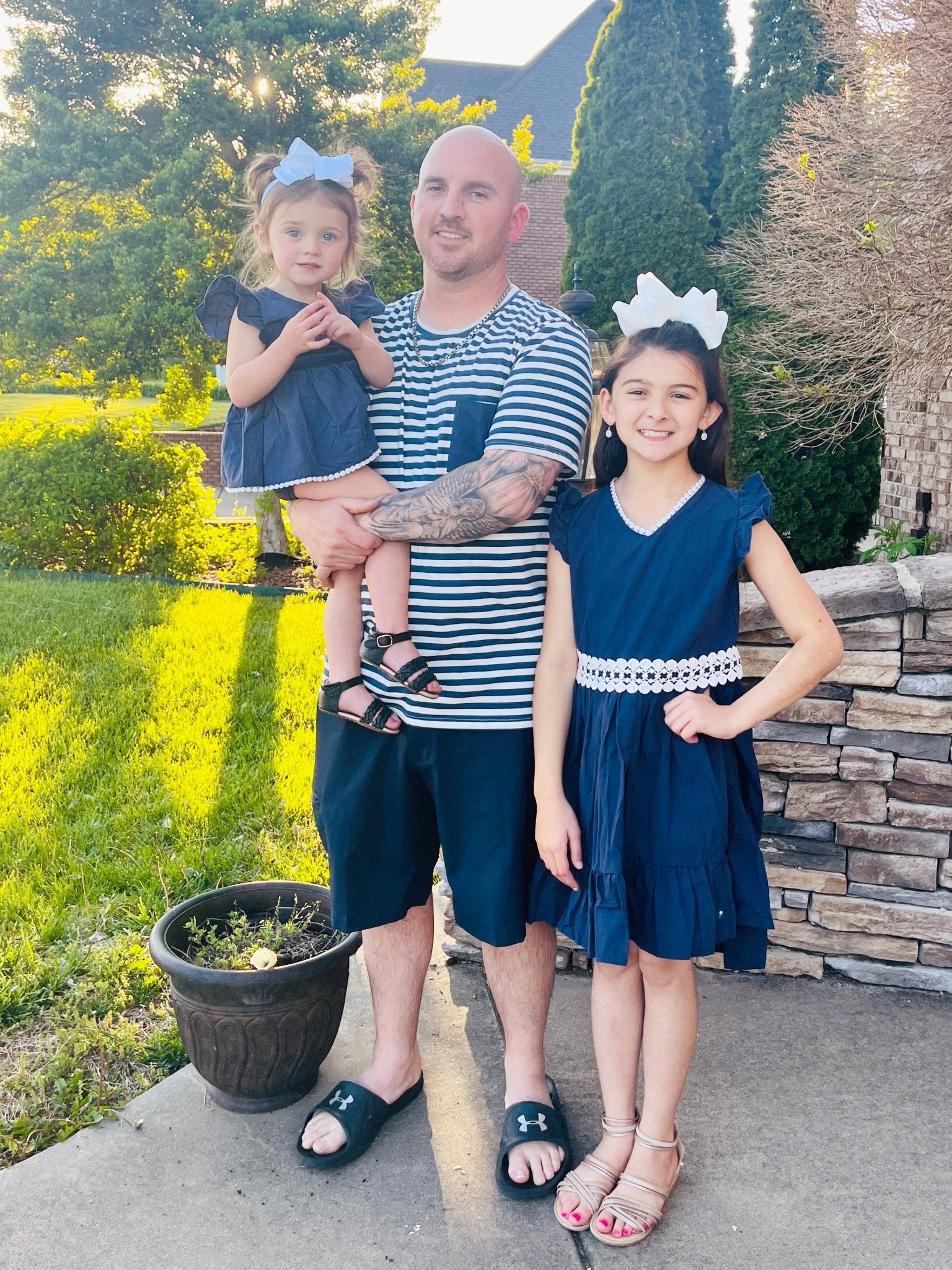 Mom & Me Navy Ruffle Dress & Bubble - Marie Nicole Clothing