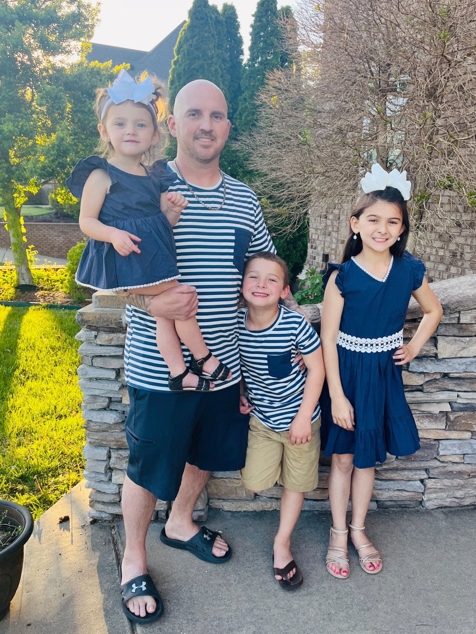 Mom & Me Navy Ruffle Dress & Bubble - Marie Nicole Clothing