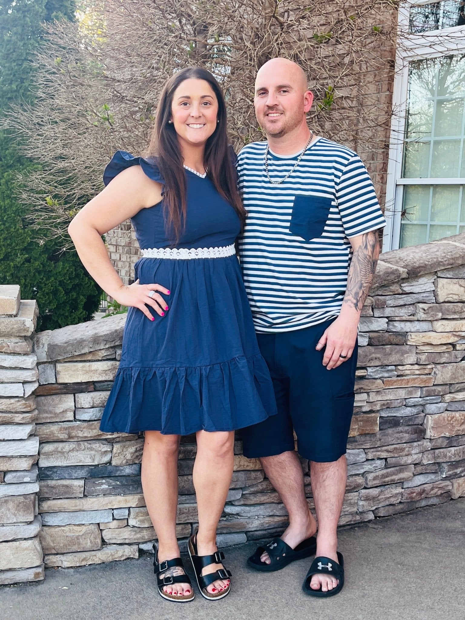 Mom & Me Navy Ruffle Dress & Bubble - Marie Nicole Clothing