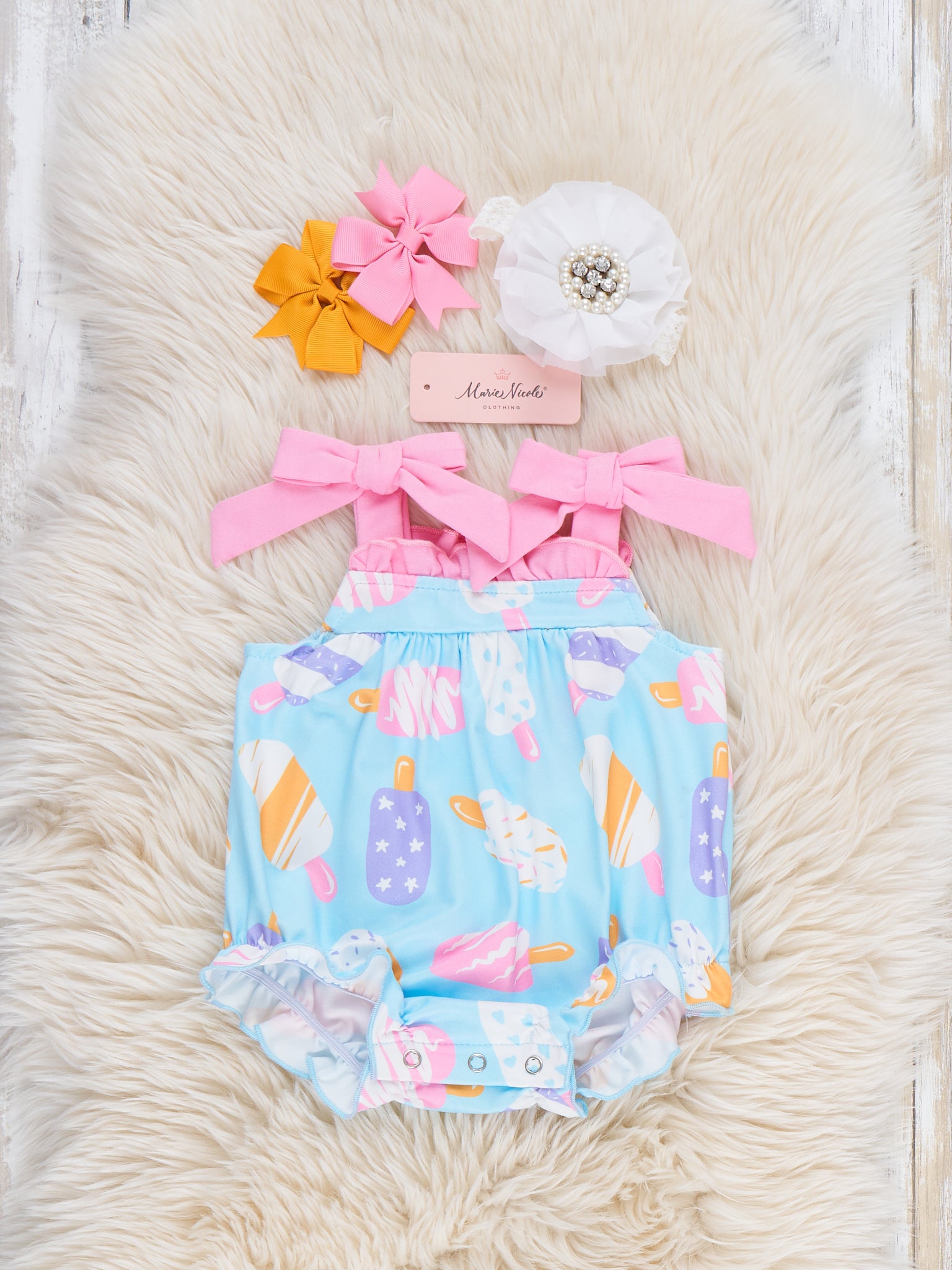 Ice Cream Party Bubble Romper - Marie Nicole Clothing