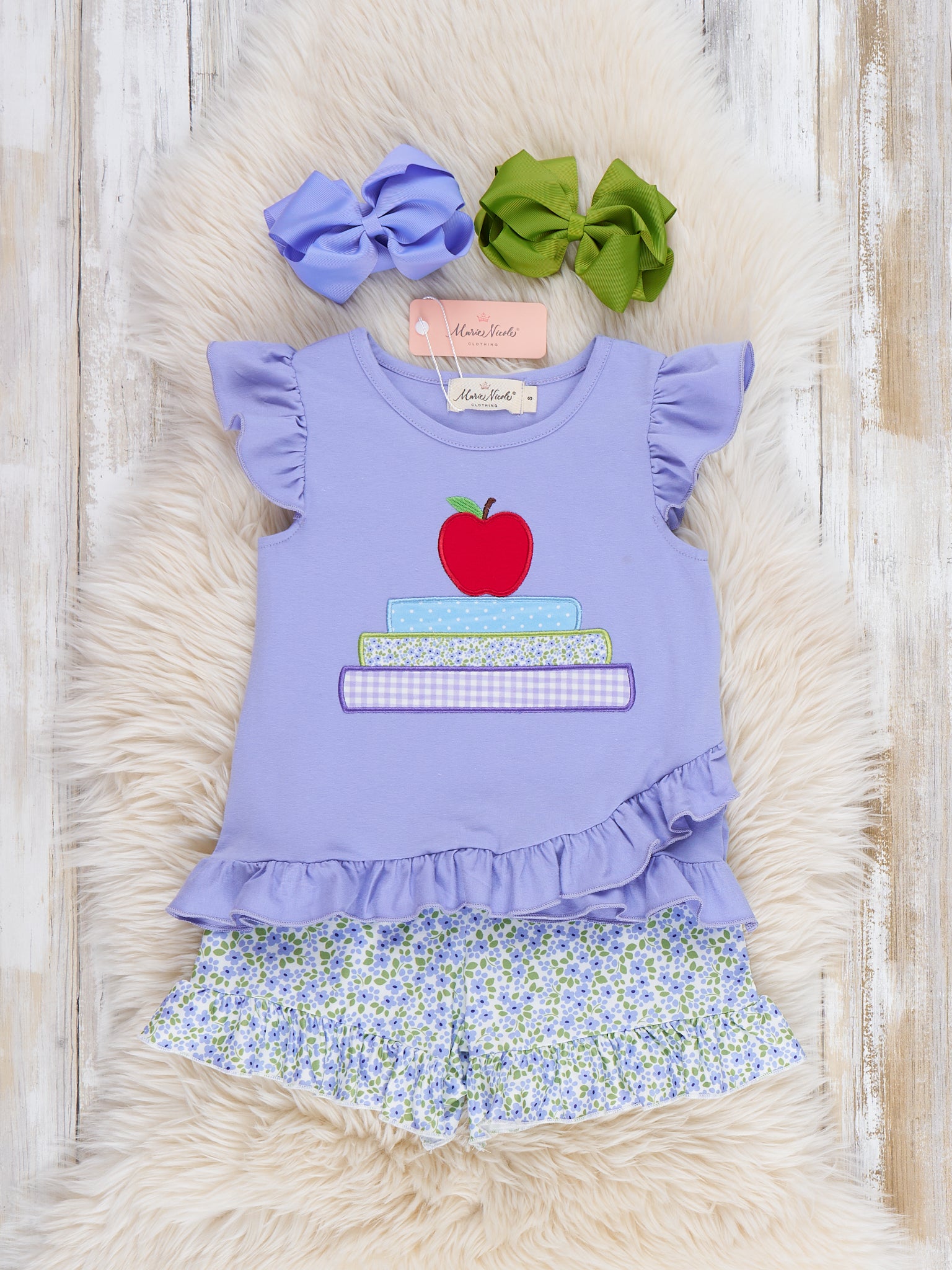 Apple Blossom Embroidered Ruffle Outfit - Marie Nicole Clothing