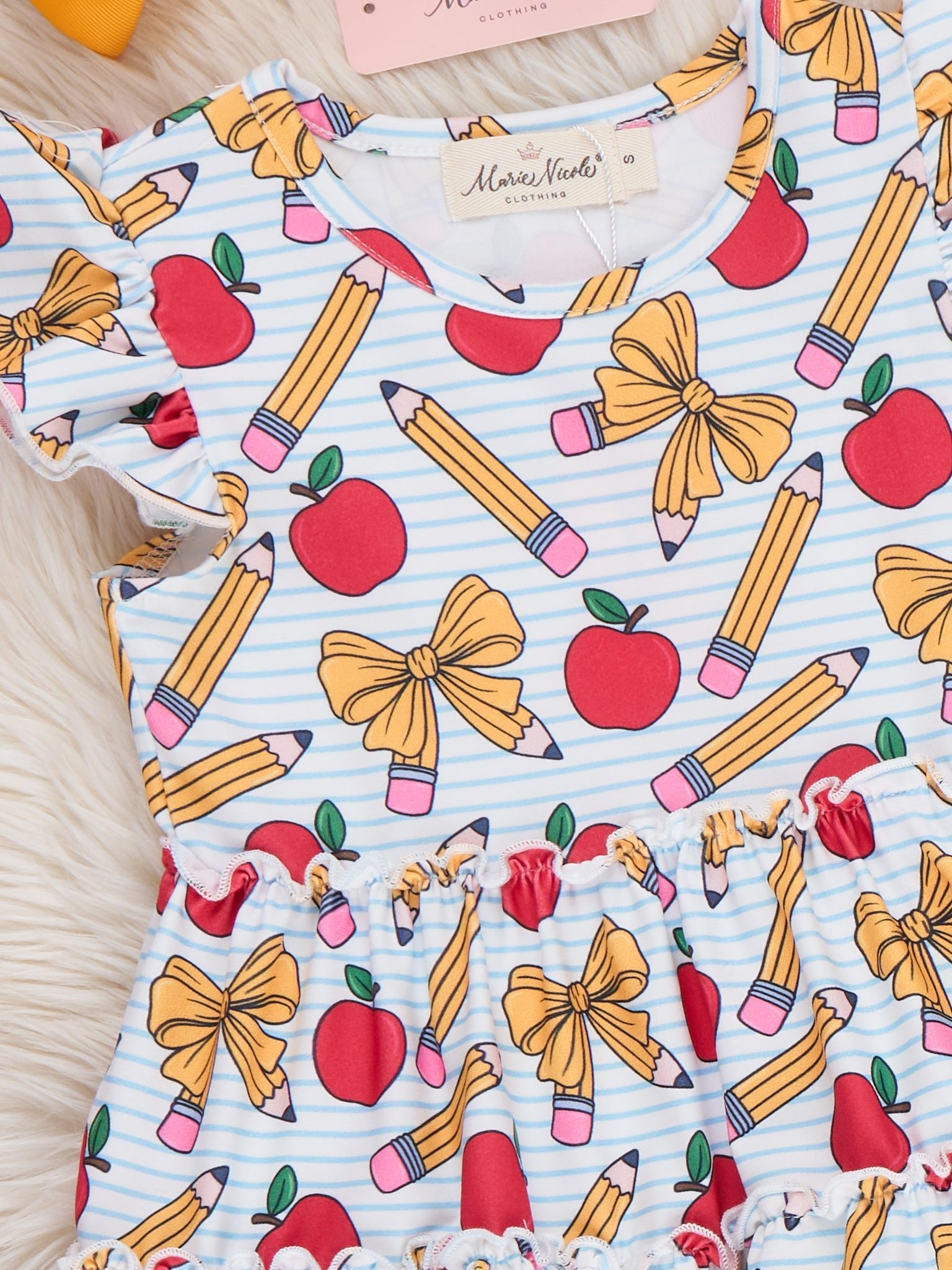 Little Learner Bow Ruffle Dress - Marie Nicole Clothing