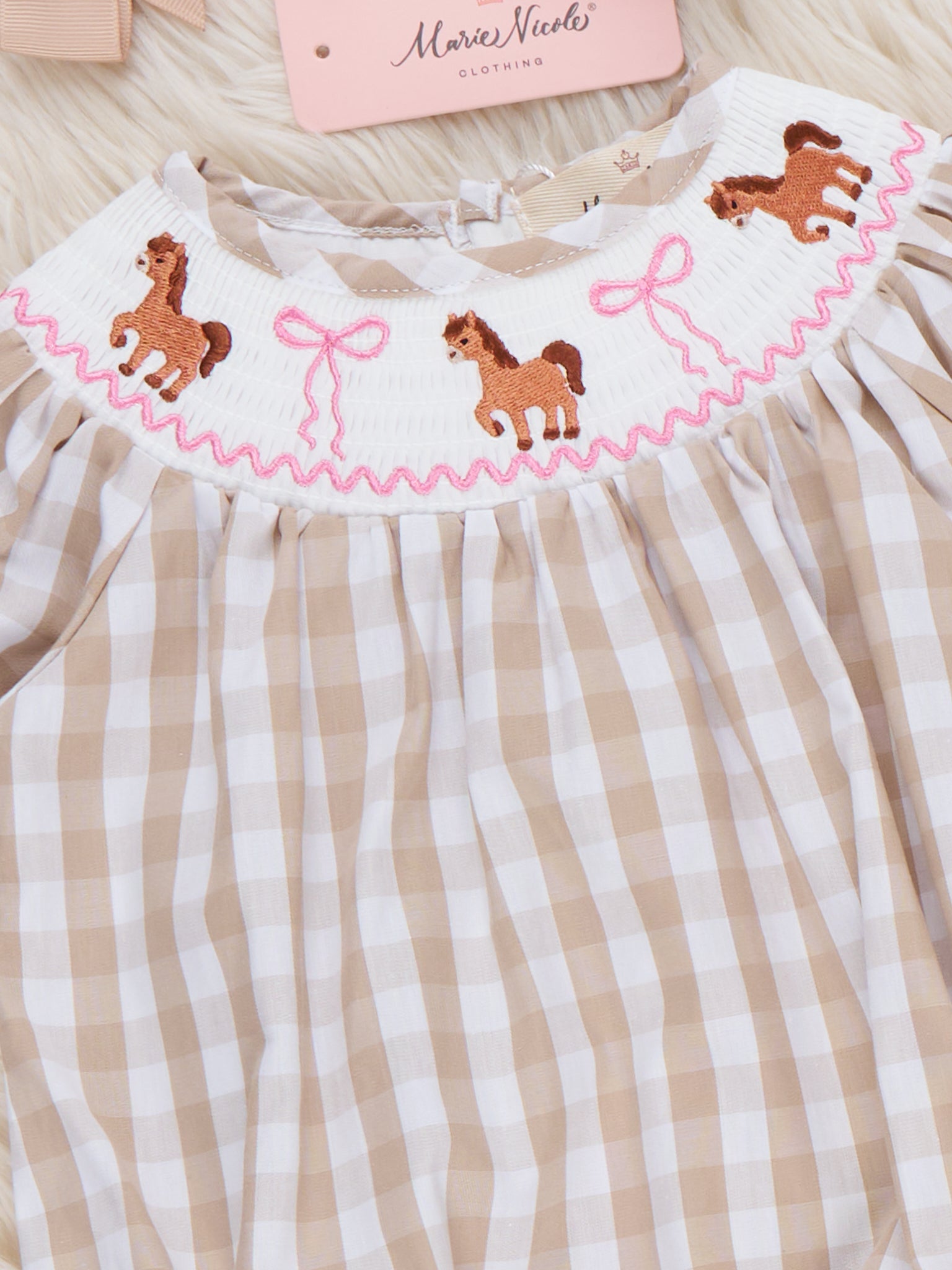 Little Pony Meadow Smocked Bubble Romper - Marie Nicole Clothing