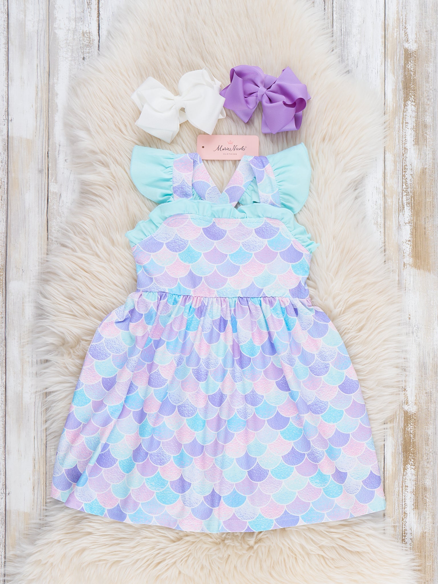 Mermaid Dreams Ruffle Dress - Marie Nicole Clothing