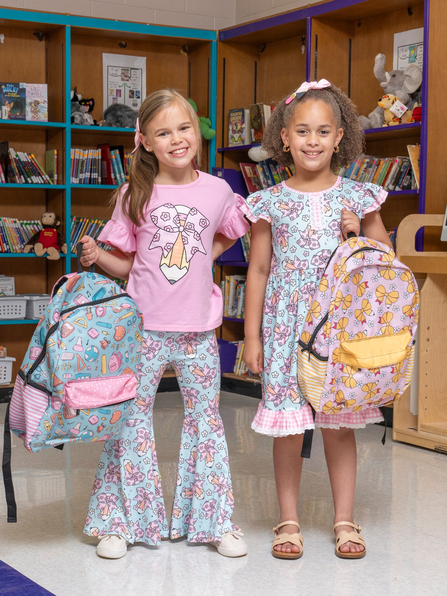 No. 2 Pencil Bows & Daisies Backpack - Marie Nicole Clothing