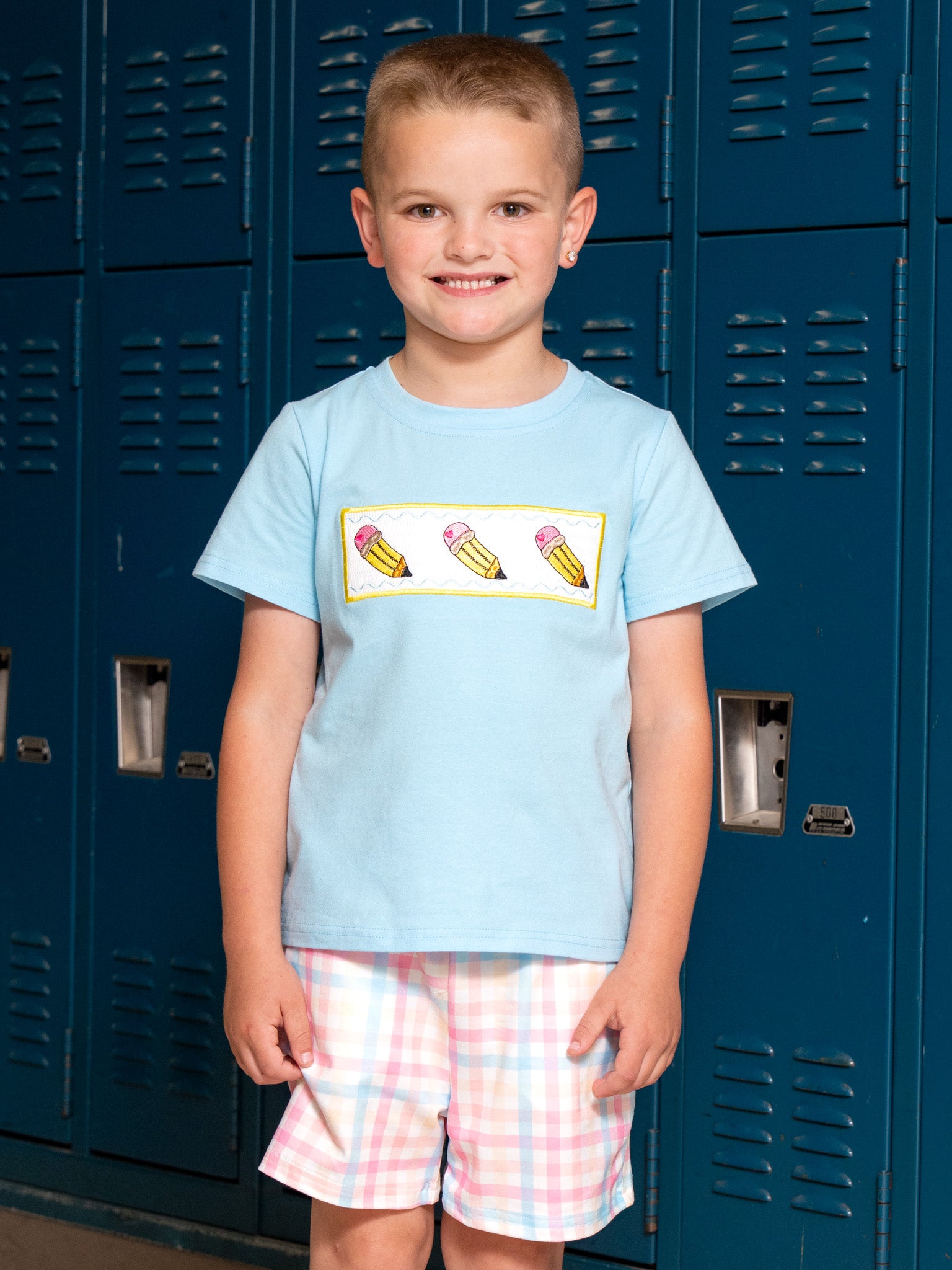 Pastel Pencils Smocked Plaid Outfit - Marie Nicole Clothing