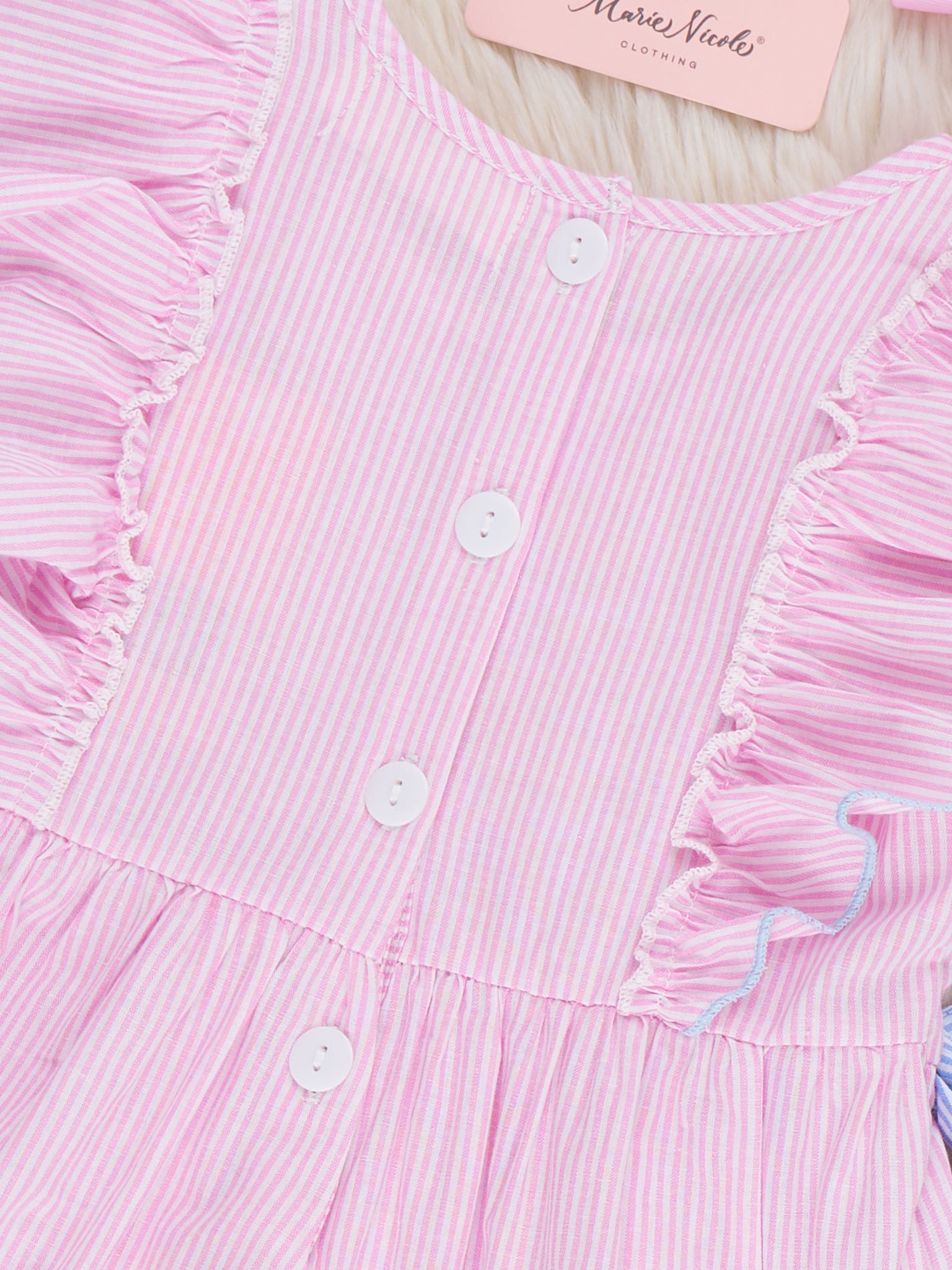 Pencil Flutter Bow Print 100% Cotton Dress - Marie Nicole Clothing