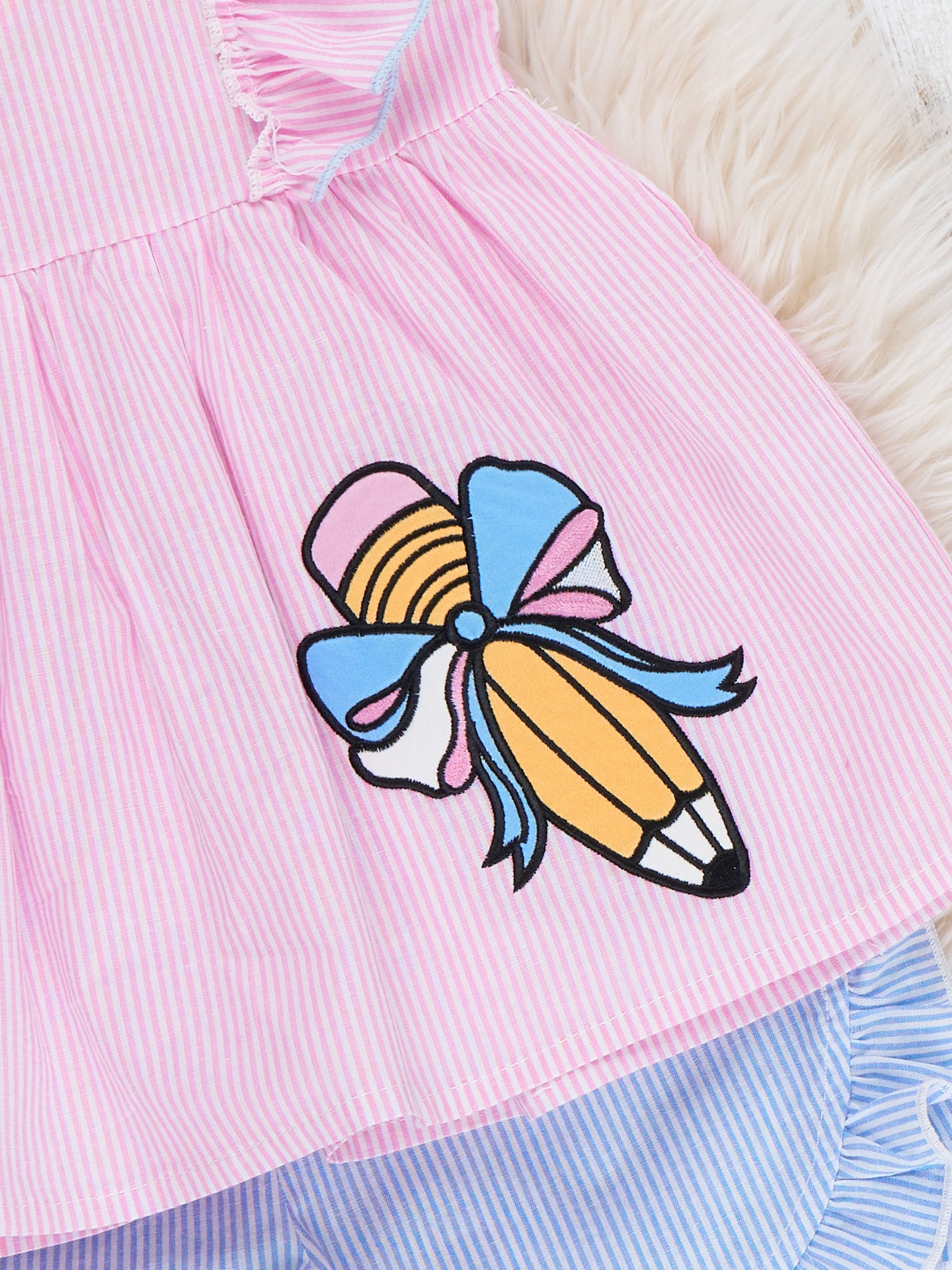 Pencil Flutter Bow Print 100% Cotton Outfit - Marie Nicole Clothing