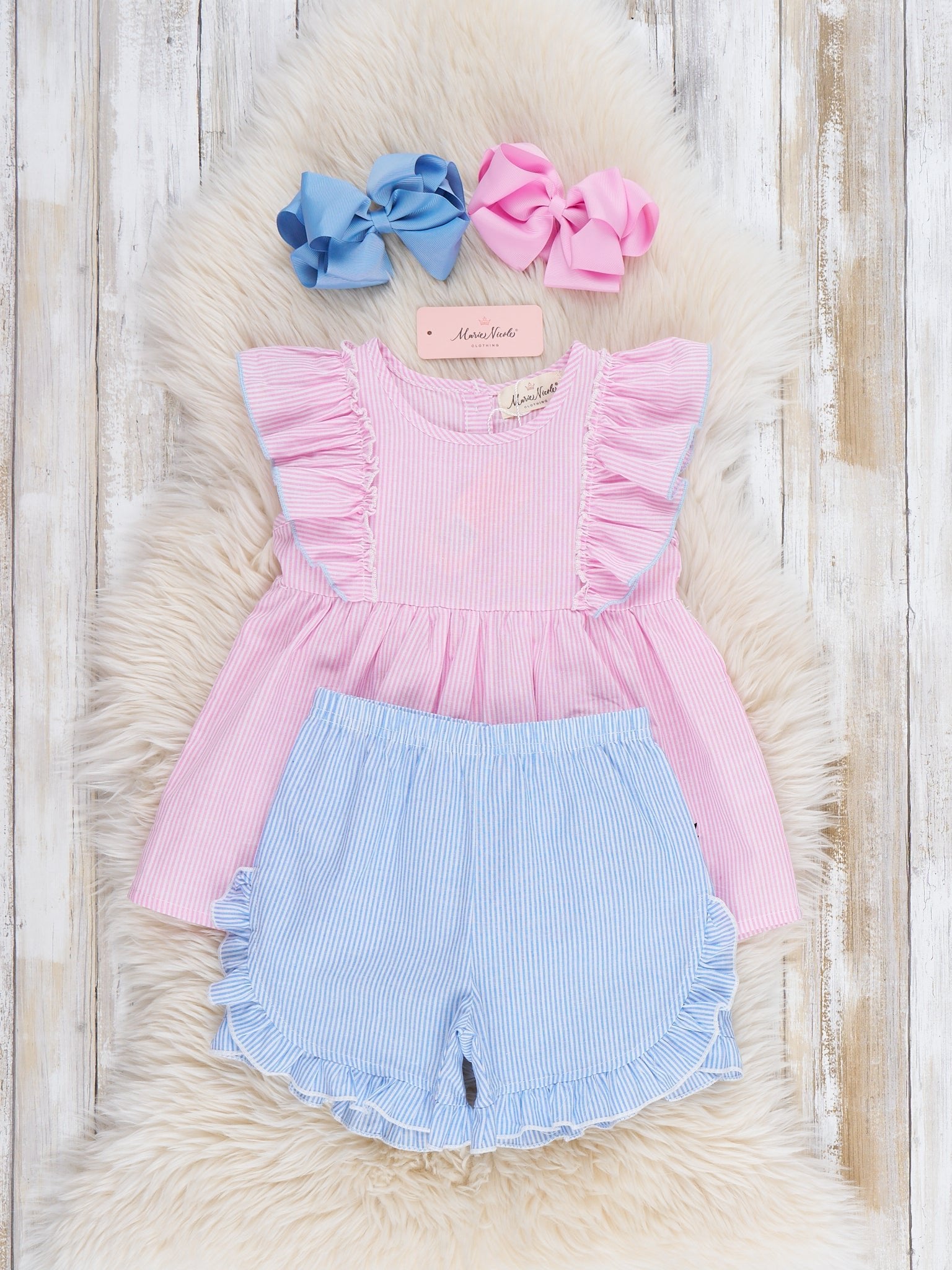 Pencil Flutter Bow Print 100% Cotton Outfit - Marie Nicole Clothing