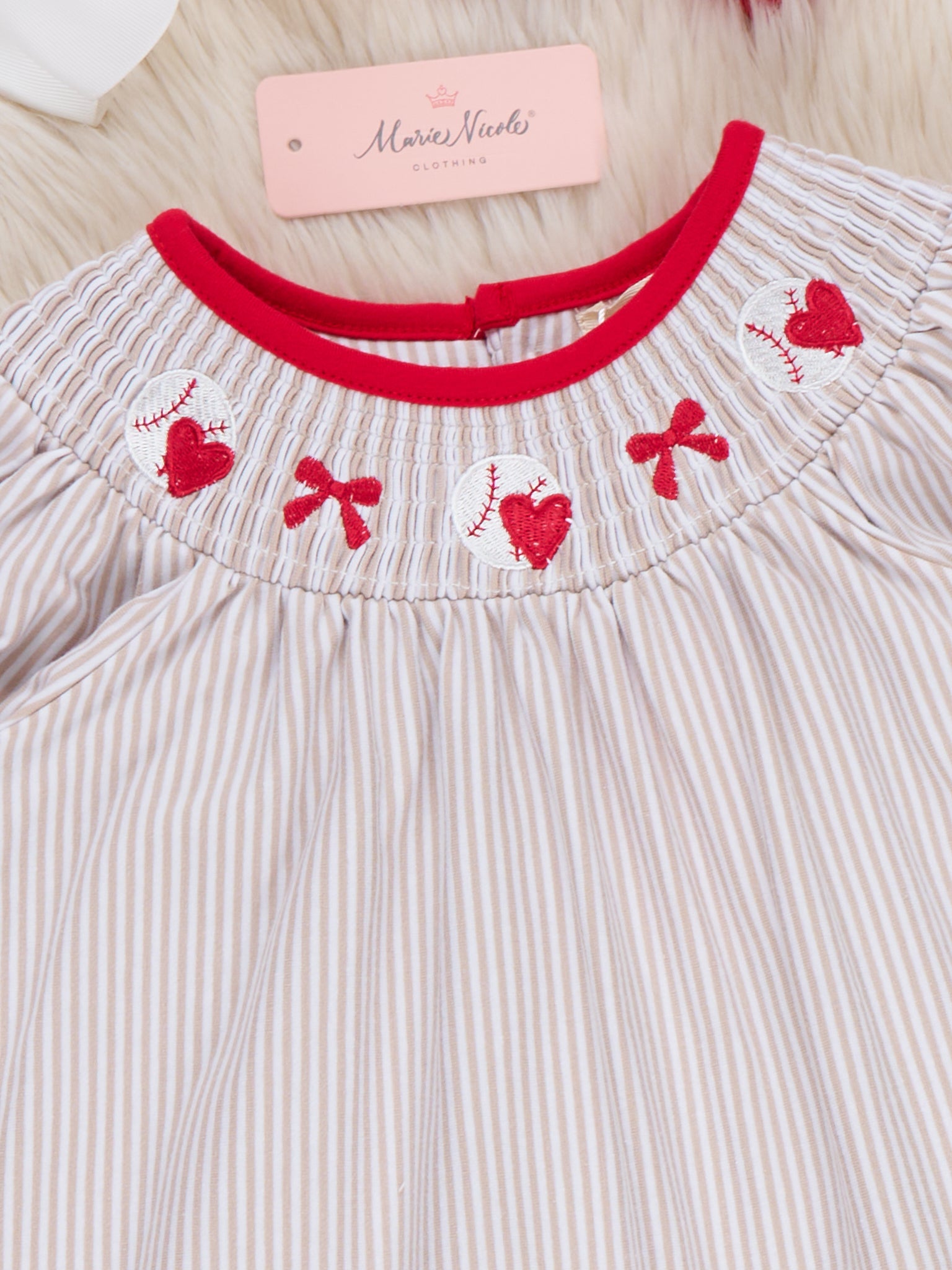 Playful Hearts & Ball Smocked Cotton Ruffle Dress - Marie Nicole Clothing