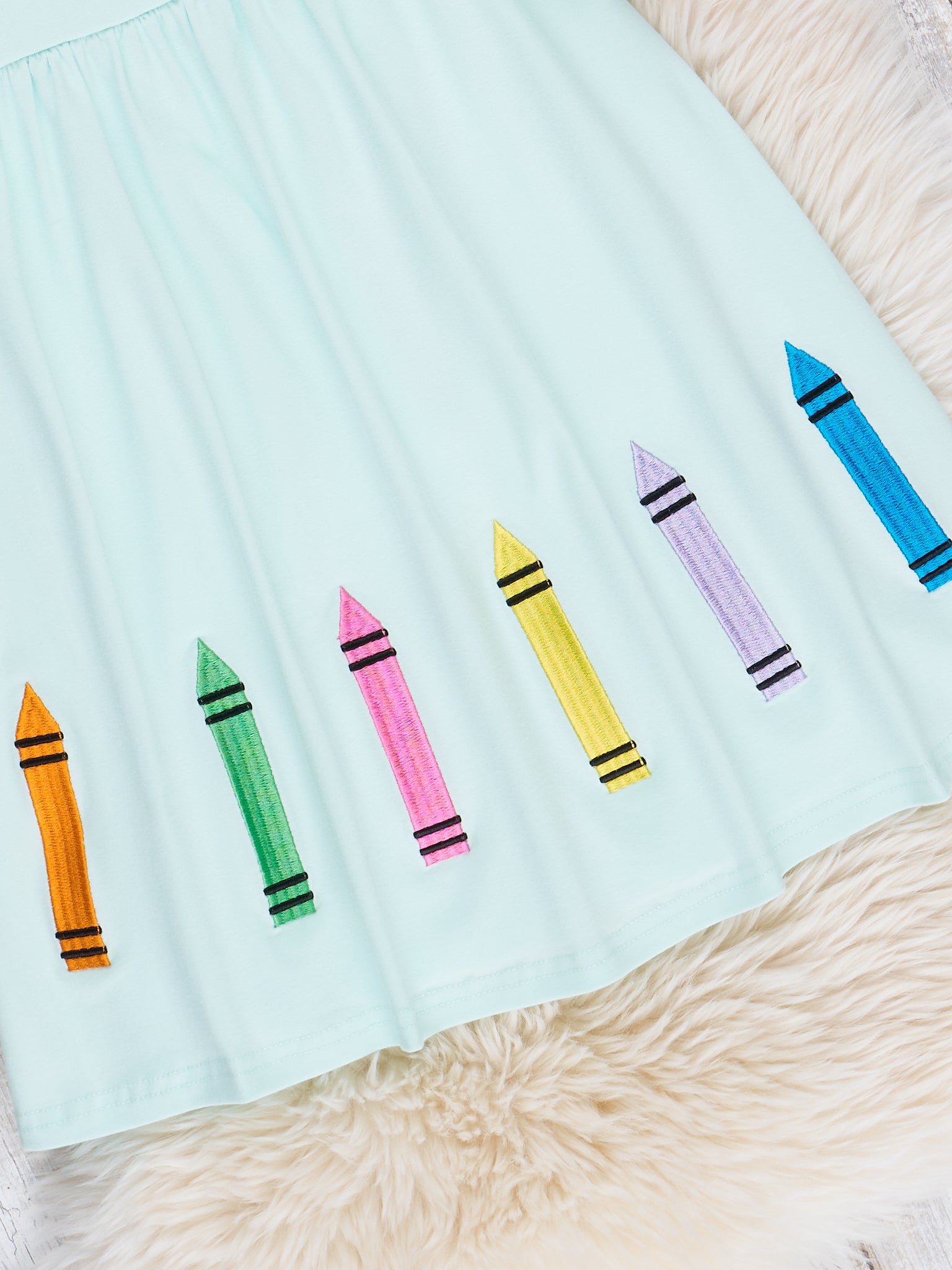 Rainbow Crayons Cotton Ruffle Dress - Marie Nicole Clothing