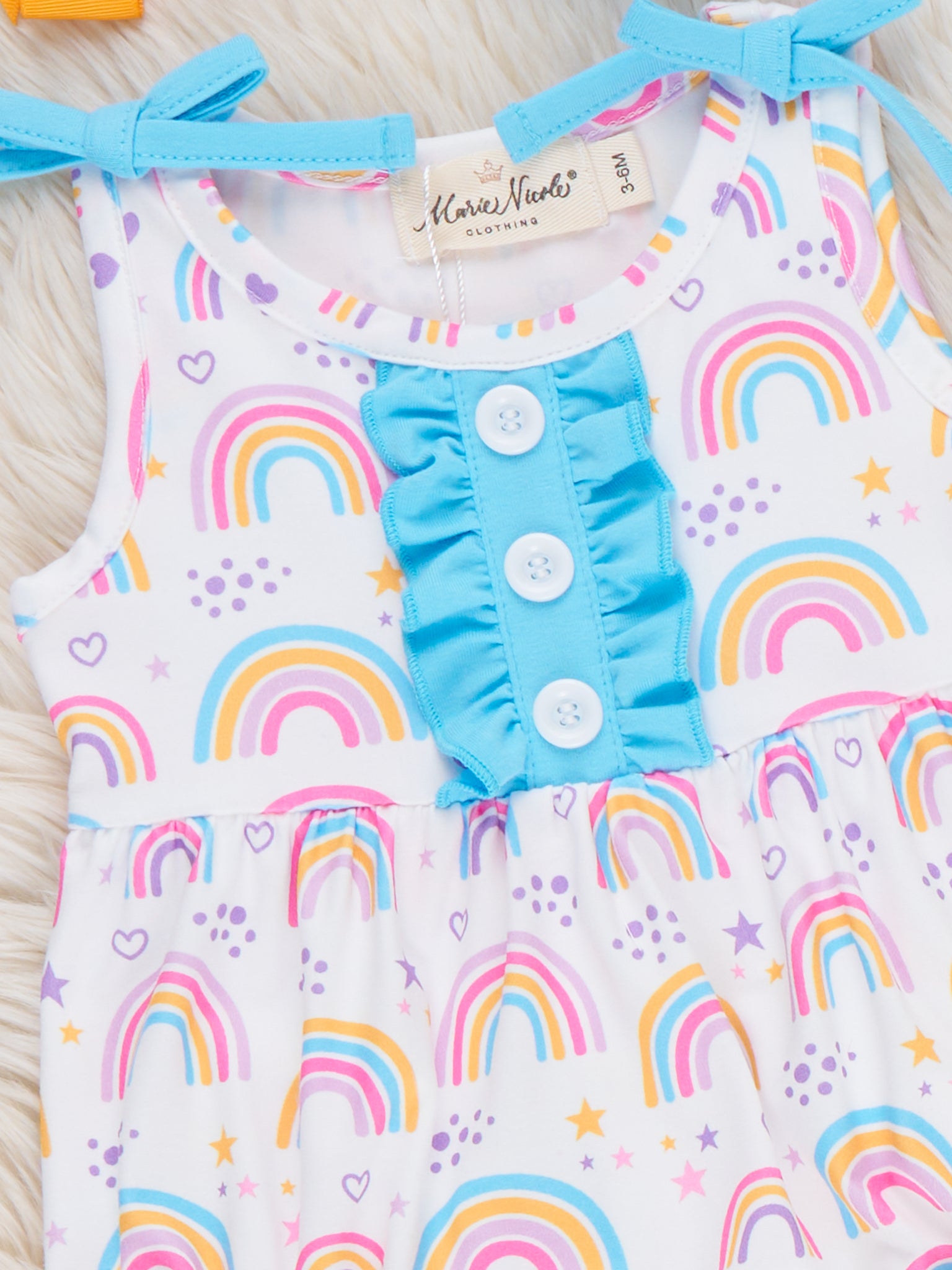 Rainbow Wishes Ruffle Bubble Romper - Marie Nicole Clothing