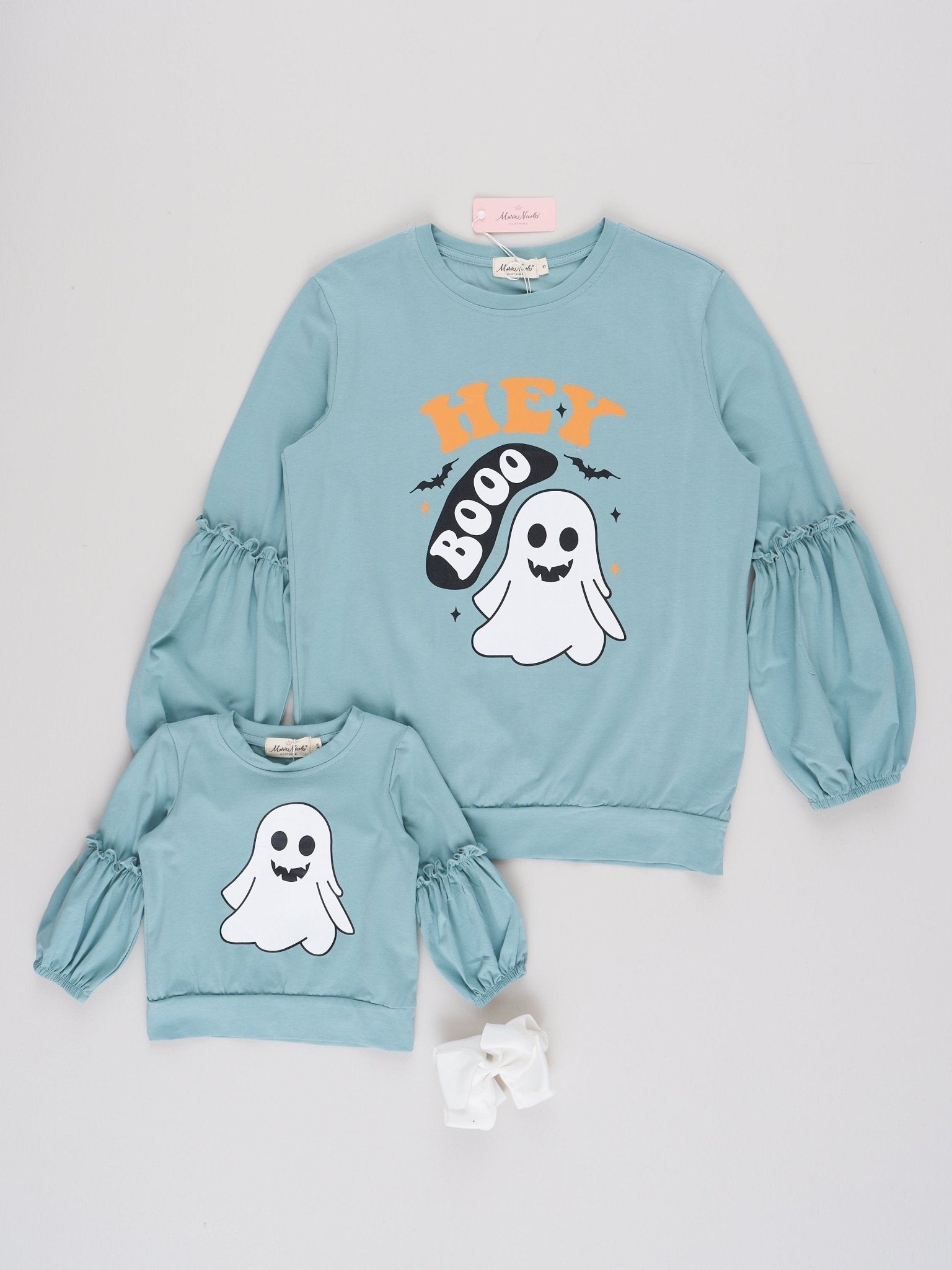 Mom & Me Mint "Hey Boo" Shirt - Marie Nicole Clothing