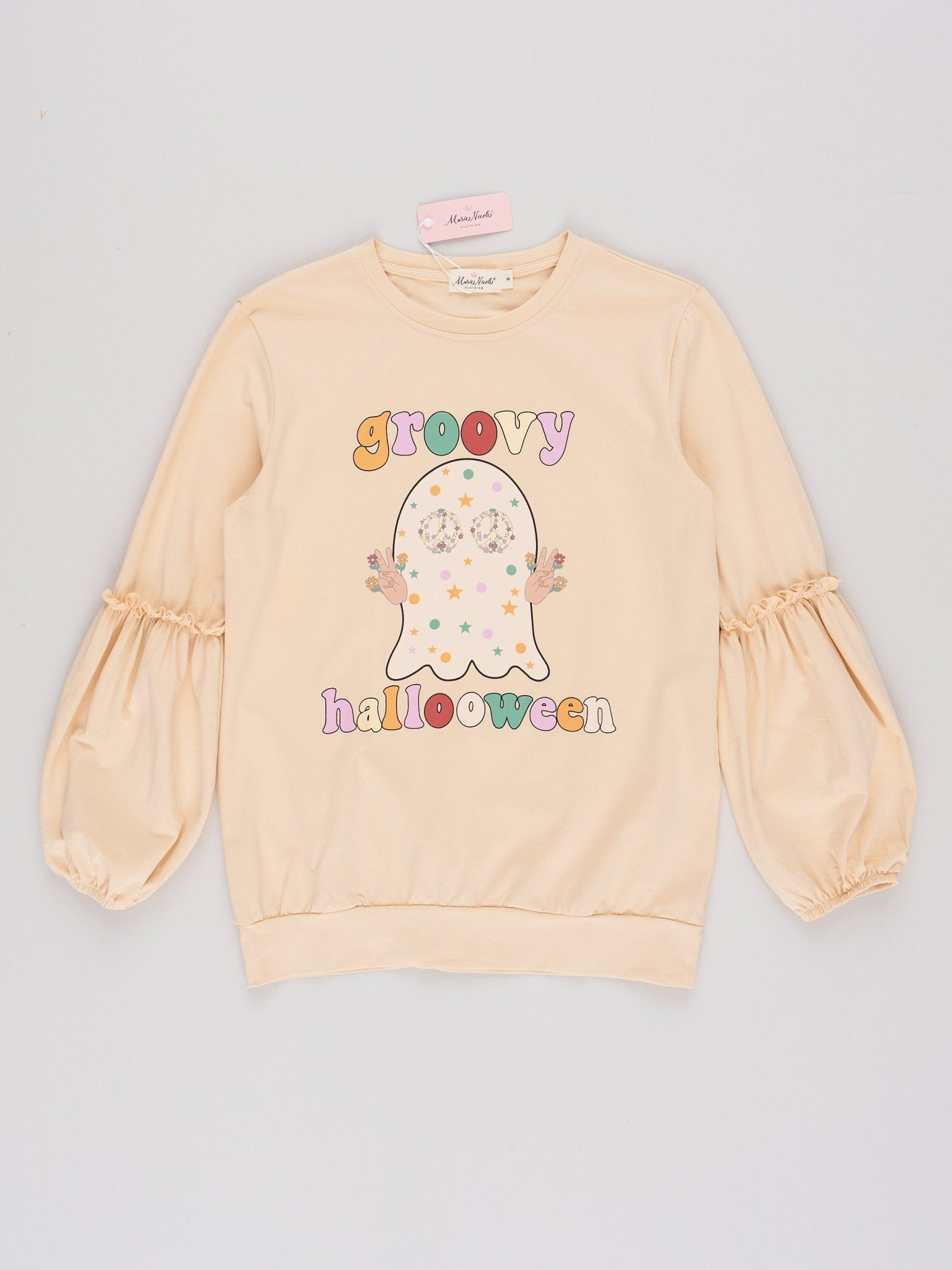 Mom & Me Tan "Groovy Halloween" Shirt - Marie Nicole Clothing
