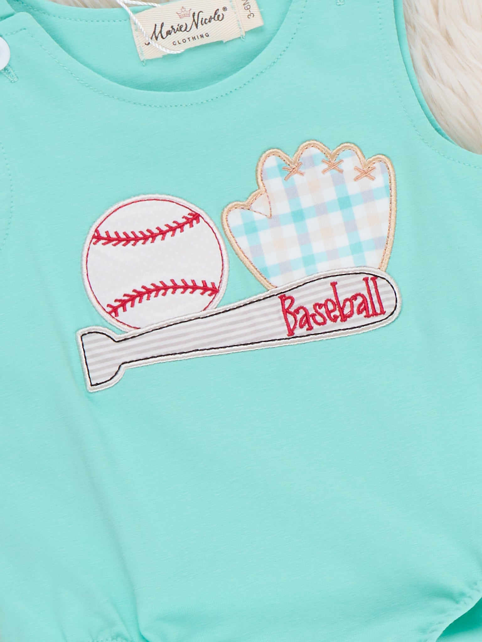 Rookie League Baseball Embroidered Cotton Romper - Marie Nicole Clothing