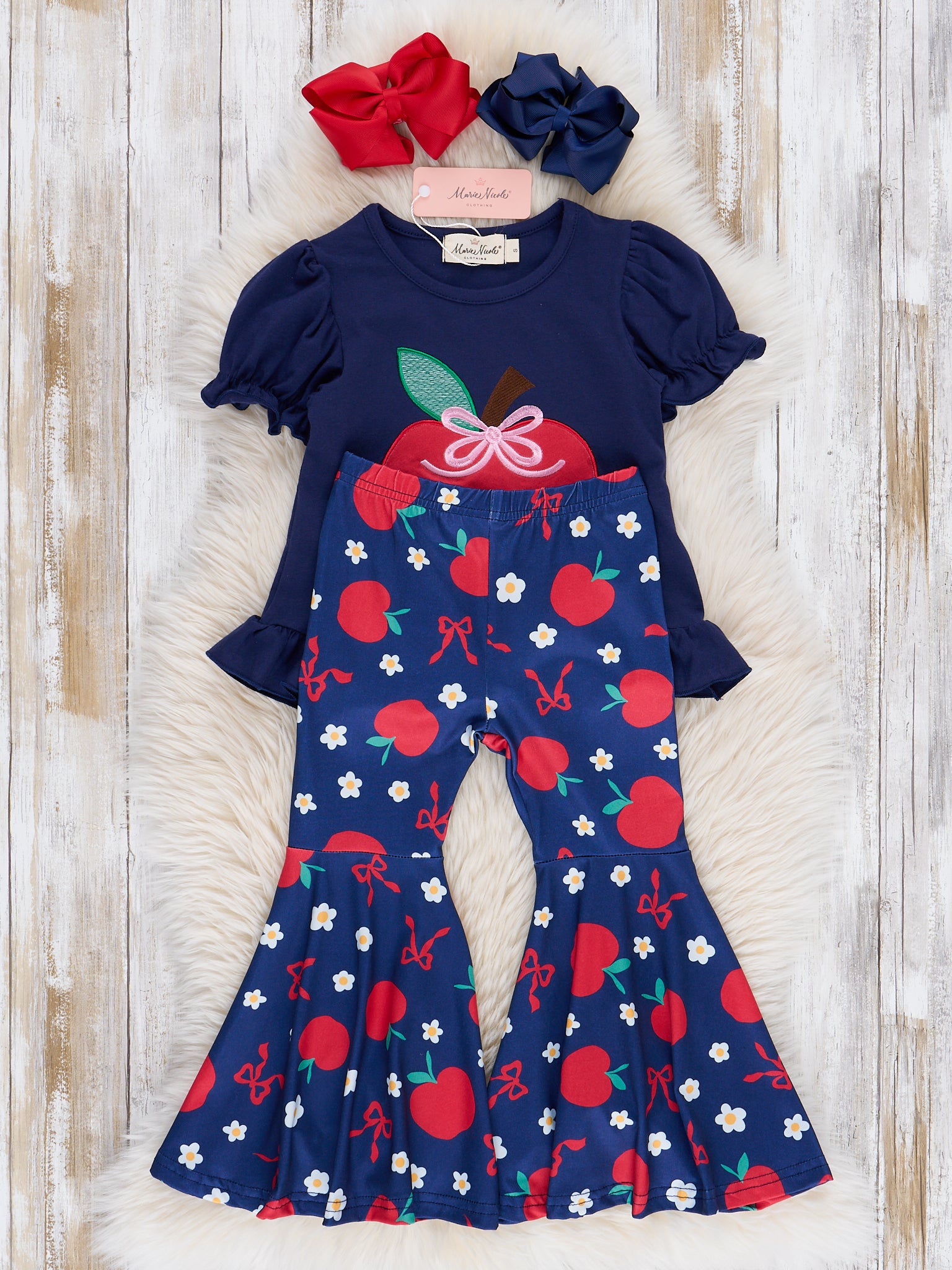 School Apple Party Bell Bottoms Outfit - Marie Nicole Clothing