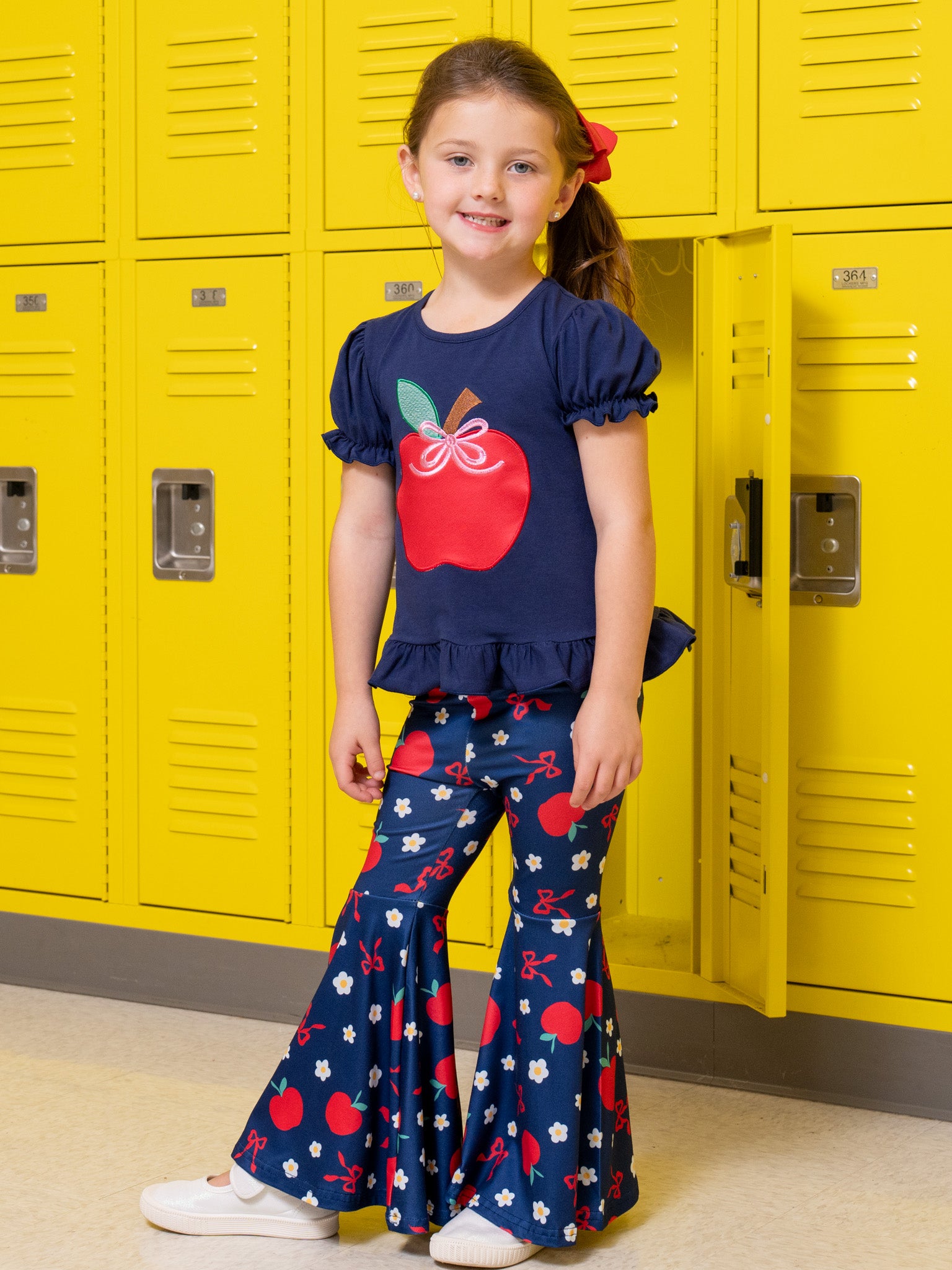 School Apple Party Bell Bottoms Outfit - Marie Nicole Clothing