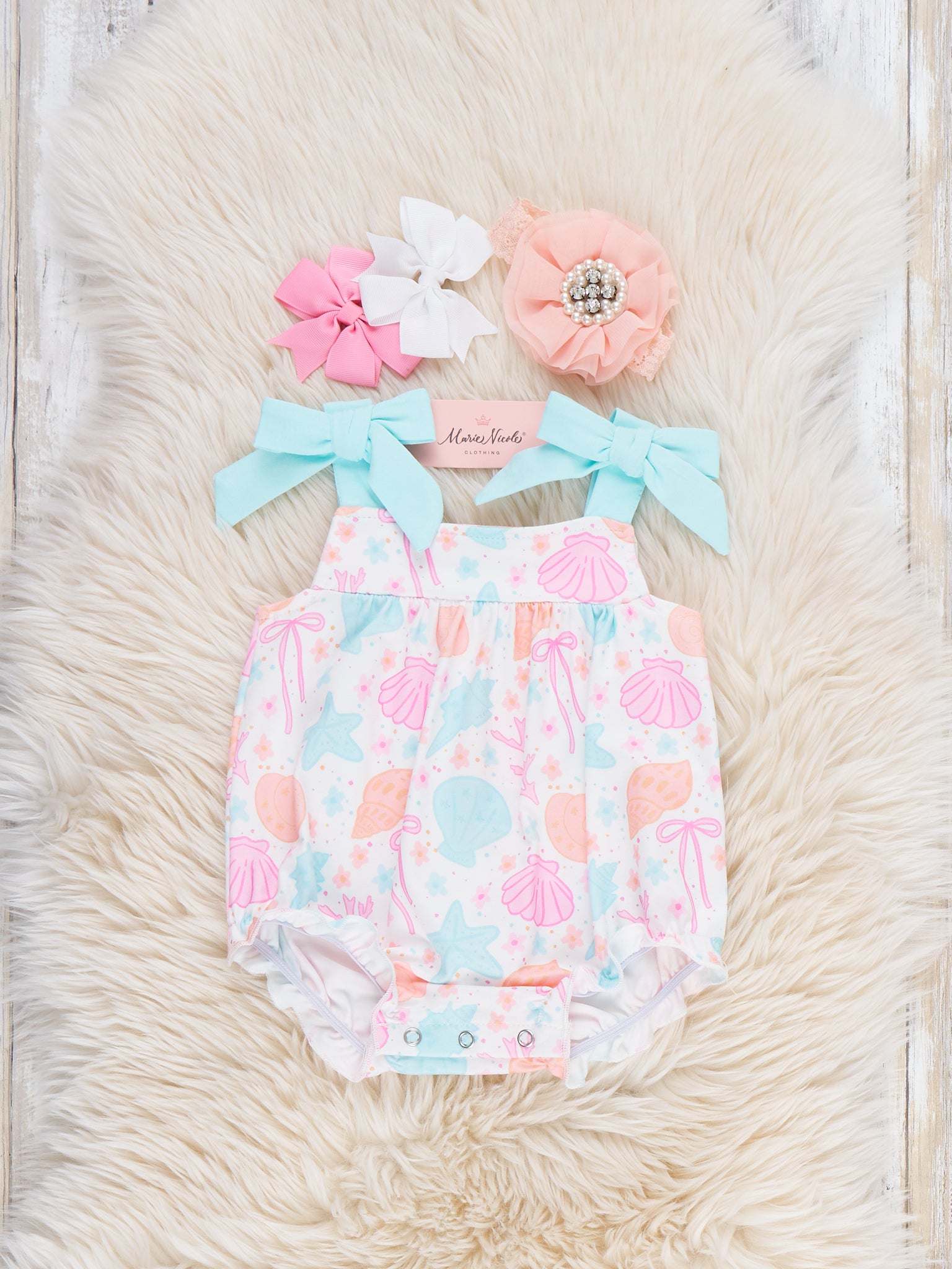 Seashell Garden Bubble Romper - Marie Nicole Clothing
