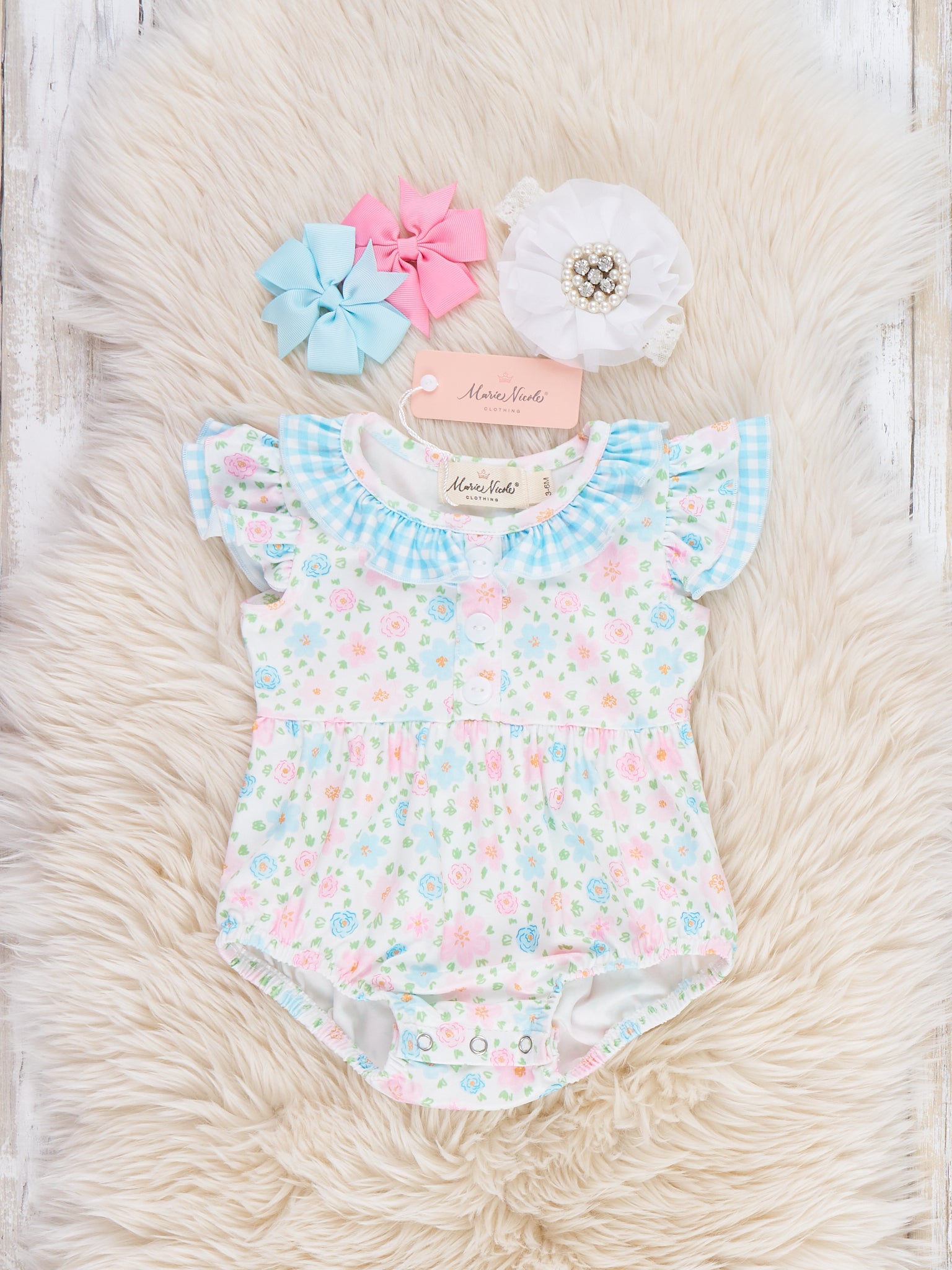 Spring Bloom Ruffle Bubble Romper - Marie Nicole Clothing