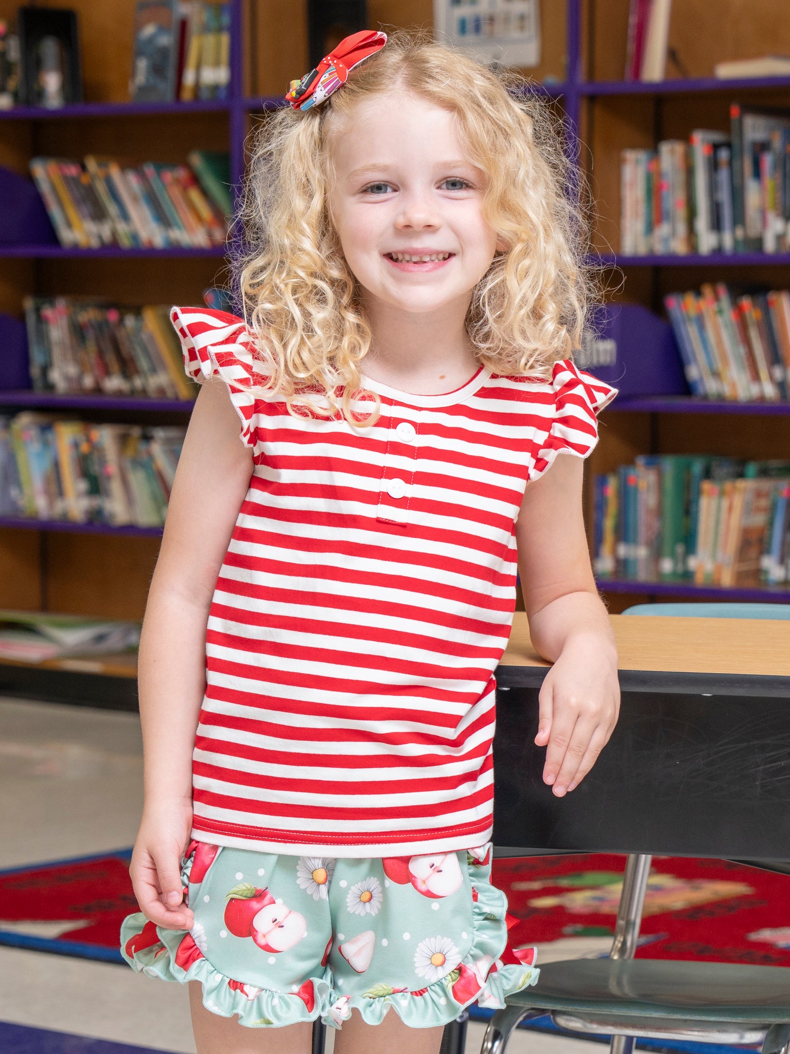 Striped Apple Bites Flutter Outfit - Marie Nicole Clothing