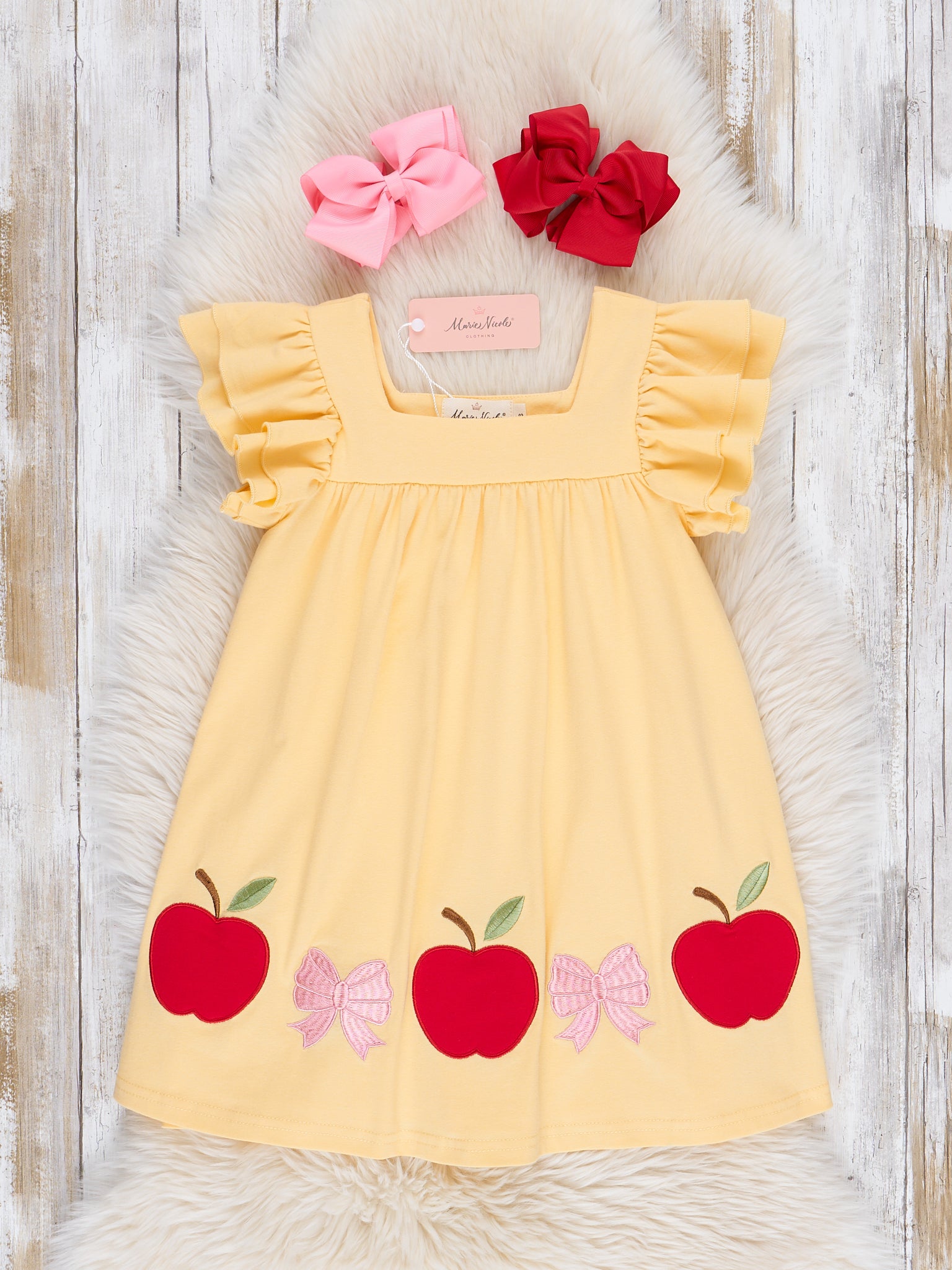 Sunshine & Apples Cotton Ruffle Dress – Marie Nicole Clothing