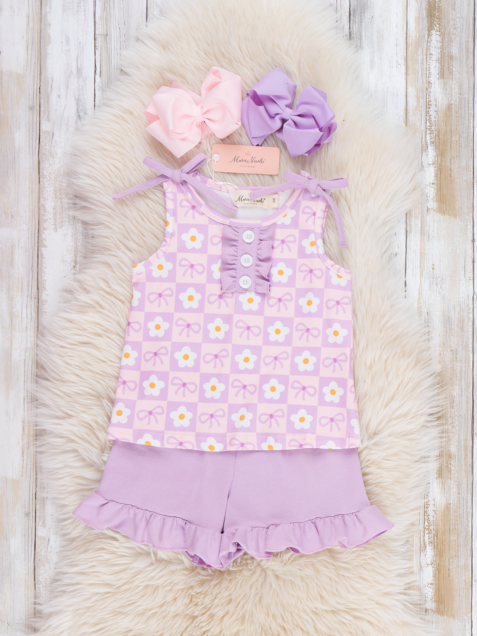 Sweet Bow Blossom Ruffle Outfit - Marie Nicole Clothing