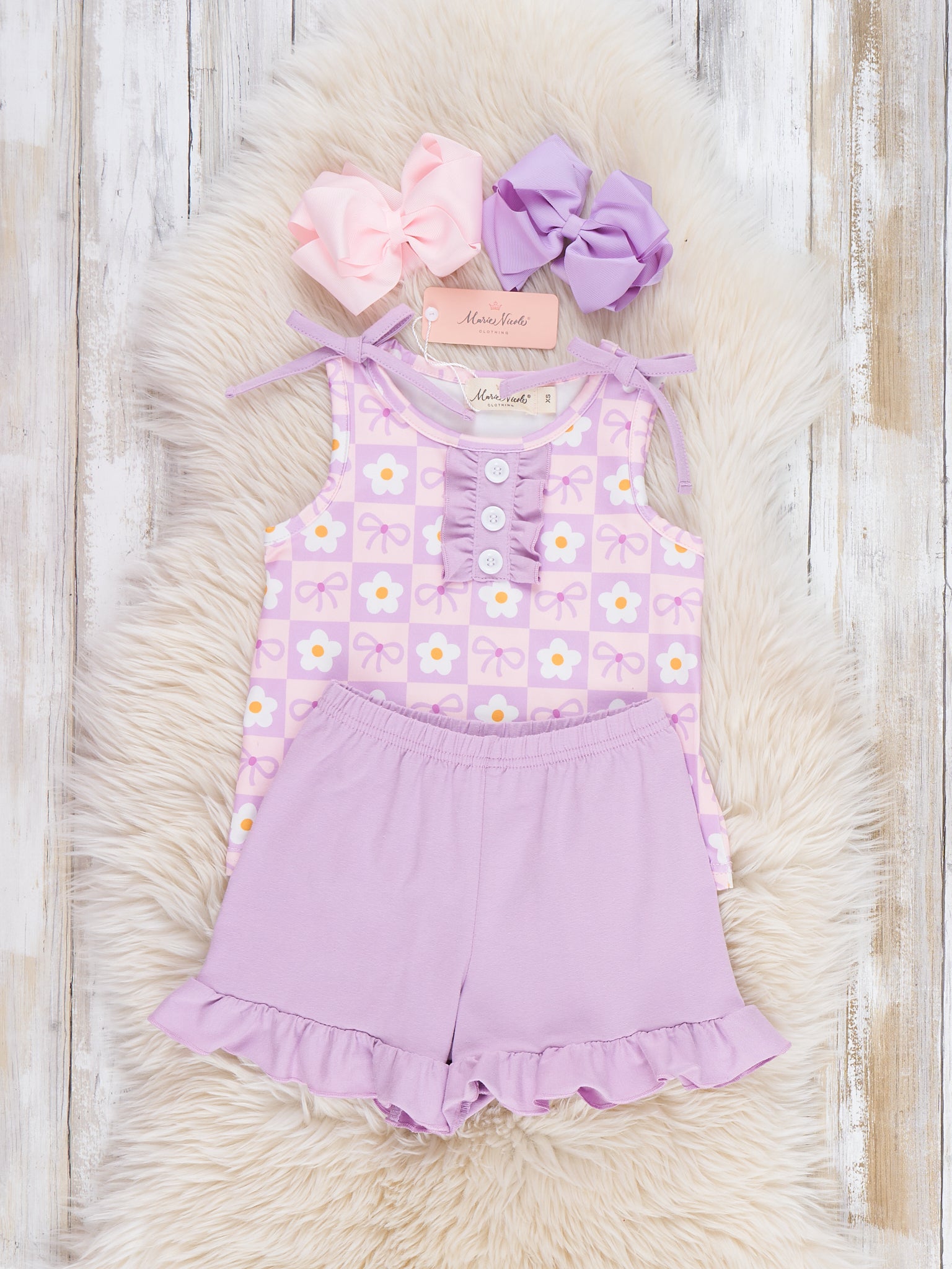 Sweet Bow Blossom Ruffle Outfit - Marie Nicole Clothing