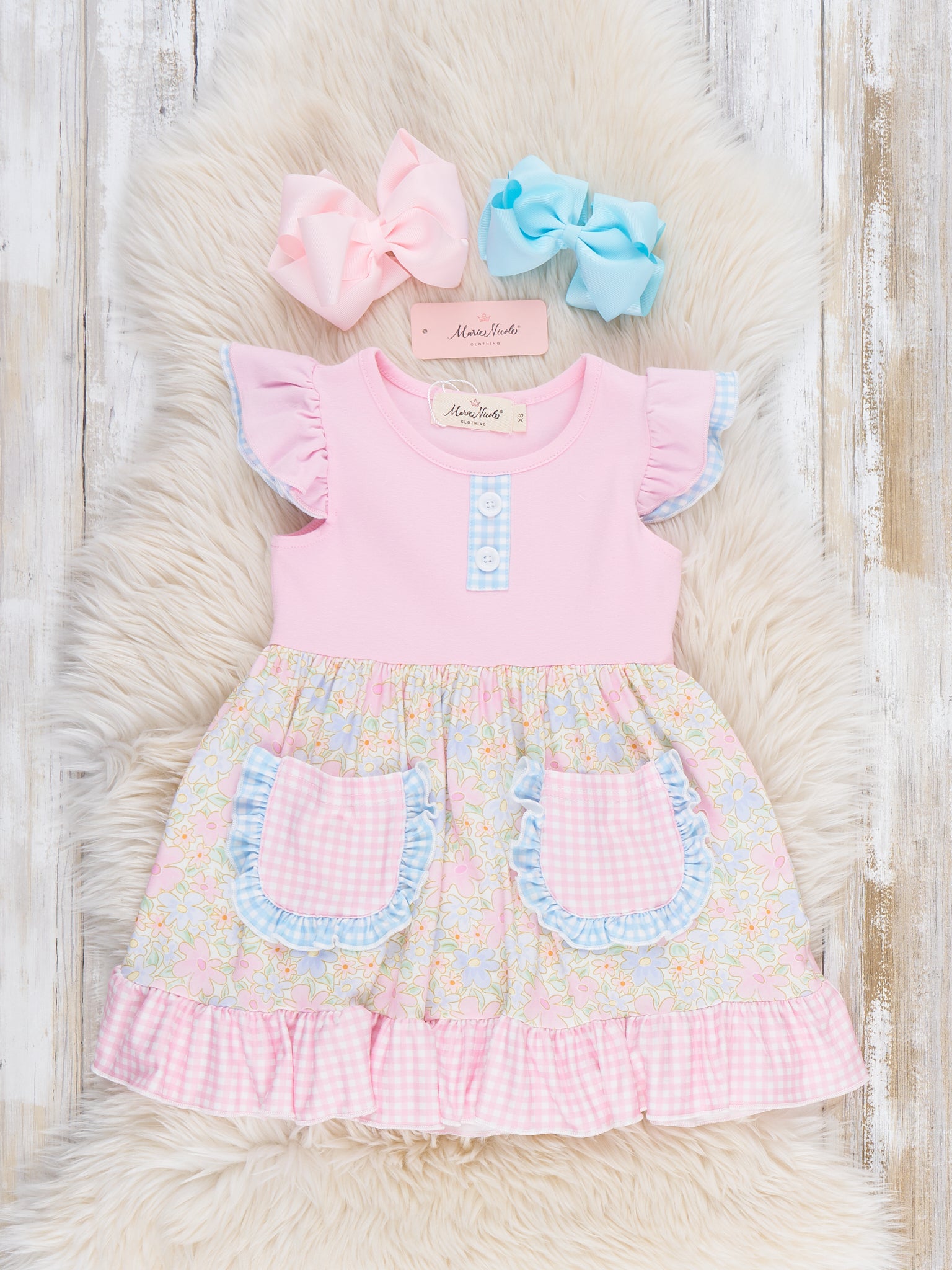 Sweet Meadow Pocket Ruffle Dress - Marie Nicole Clothing