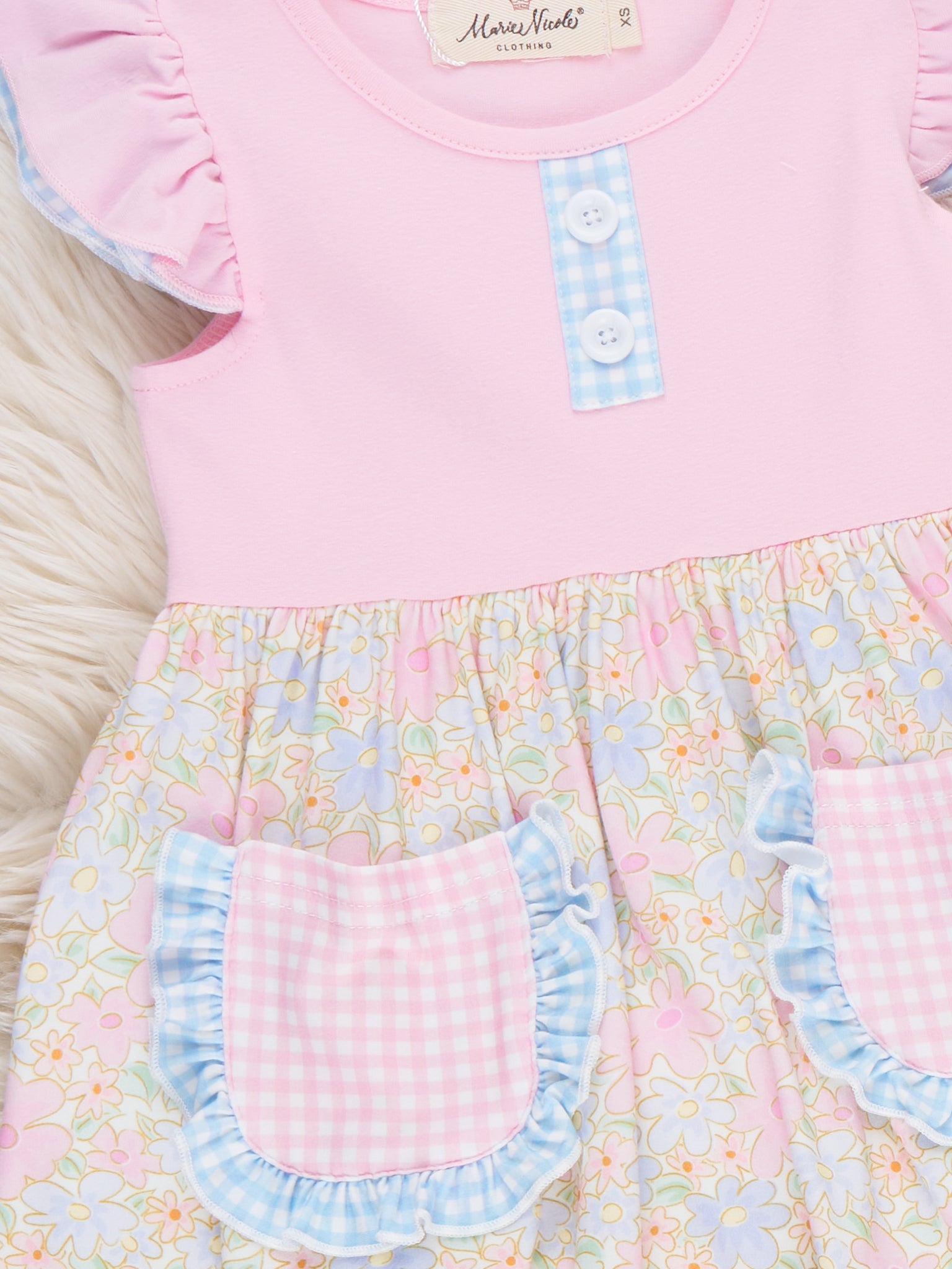 Sweet Meadow Pocket Ruffle Dress - Marie Nicole Clothing