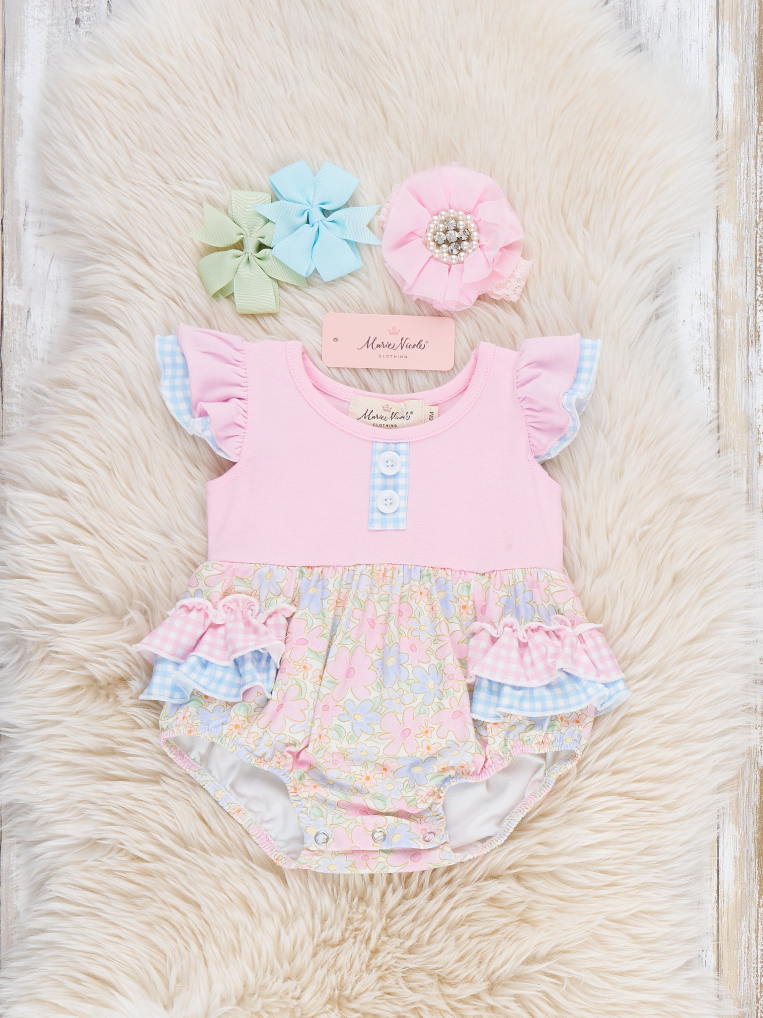 Sweet Meadow Ruffle Romper - Marie Nicole Clothing