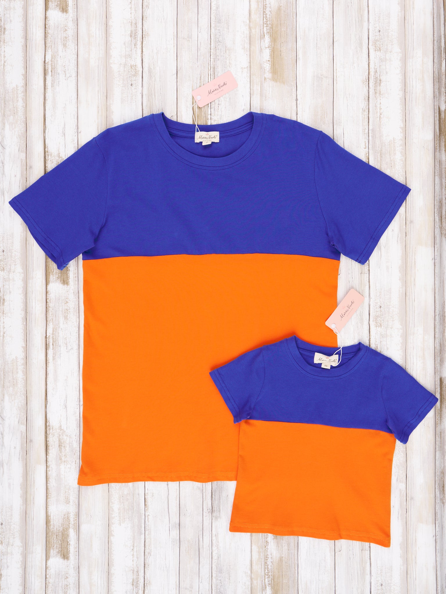 Unisex Blue & Orange Color Block Shirt - Marie Nicole Clothing Adult / M Unisex Blue & Orange Color Block Shirt - Marie Nicole Clothing Adult / M