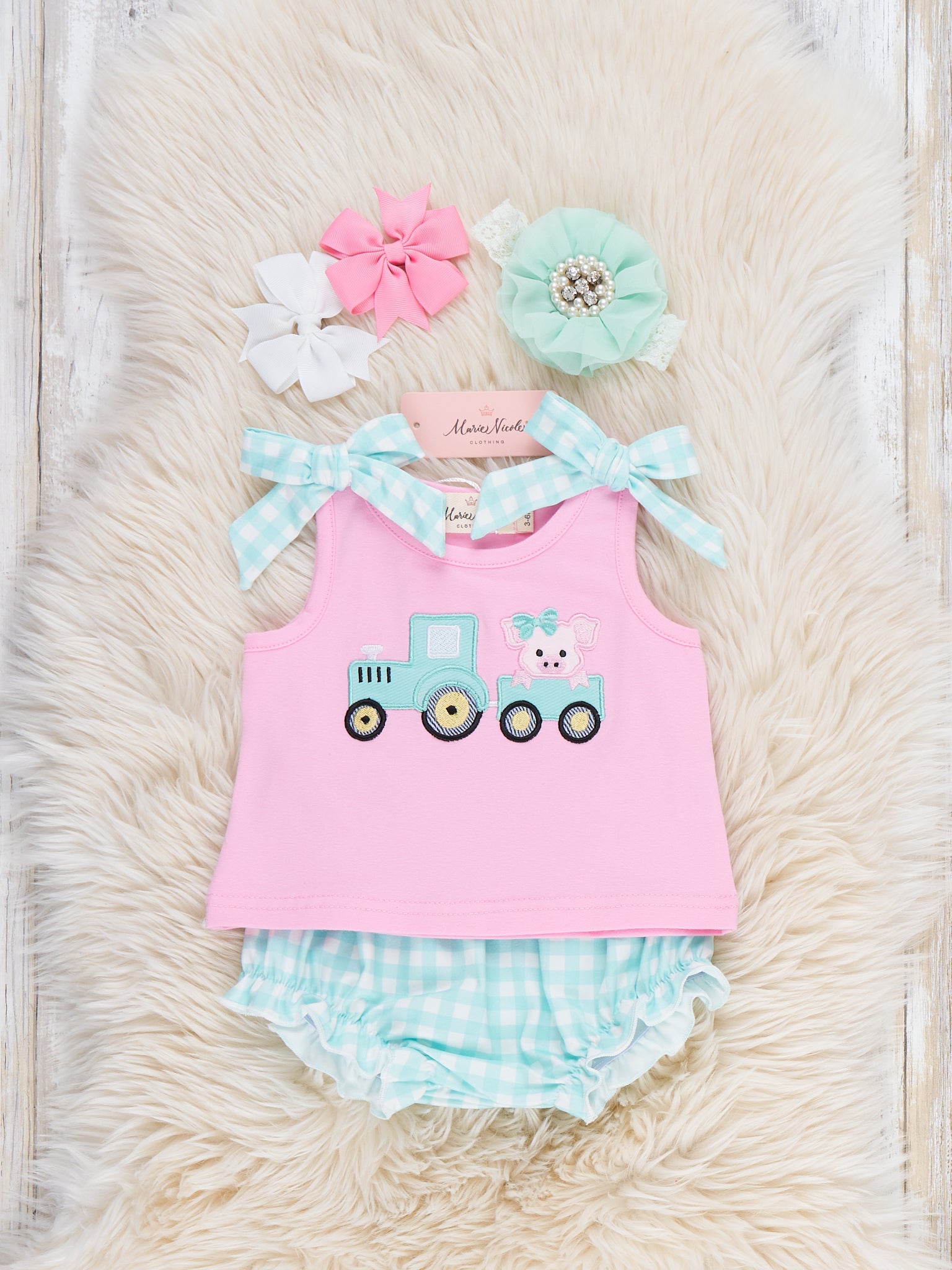 Tractor Tots Embroidered Bubble Outfit - Marie Nicole Clothing
