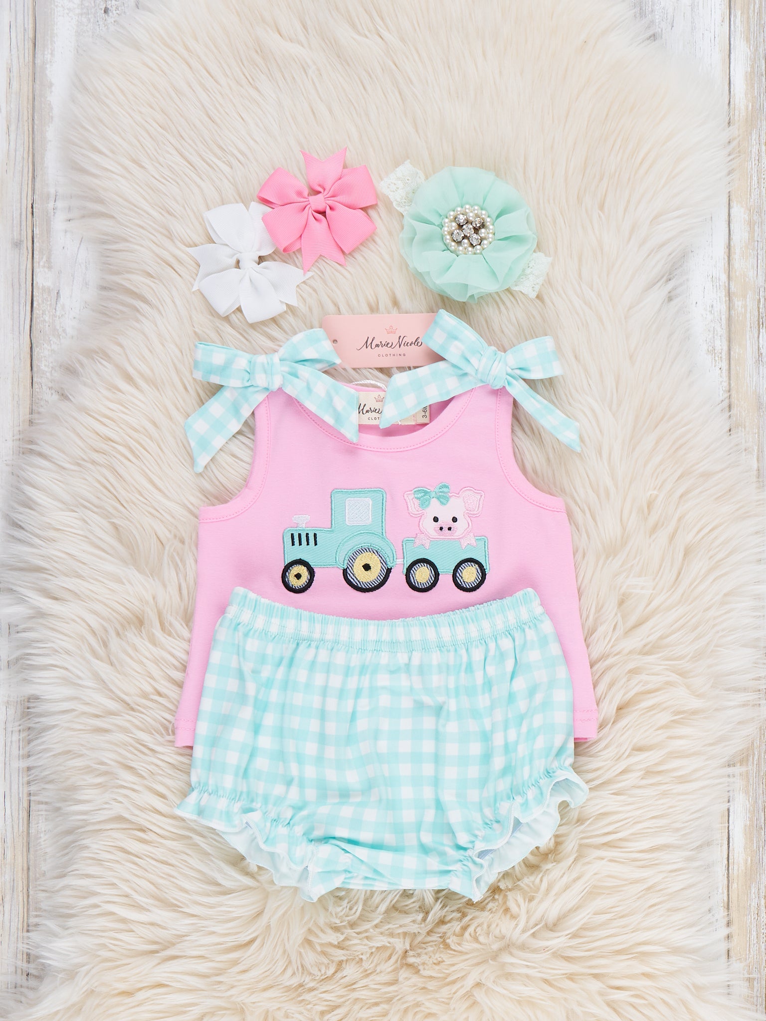Tractor Tots Embroidered Bubble Outfit - Marie Nicole Clothing