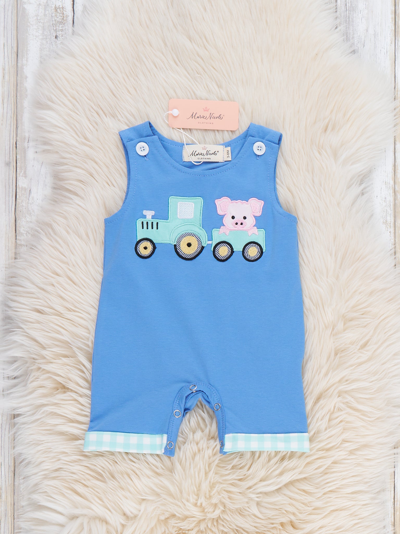Tractor Tots Embroidered Bubble Romper - Marie Nicole Clothing
