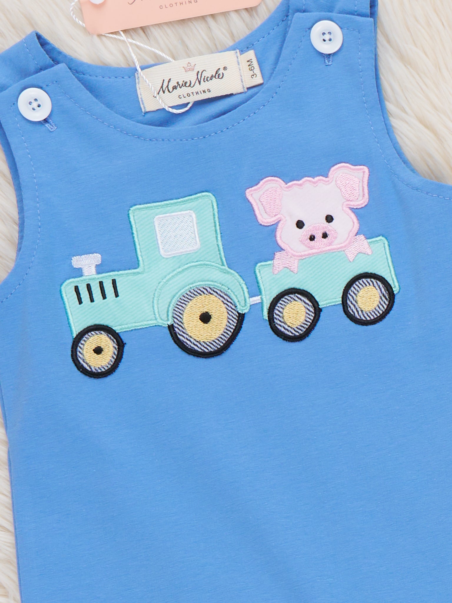 Tractor Tots Embroidered Bubble Romper - Marie Nicole Clothing
