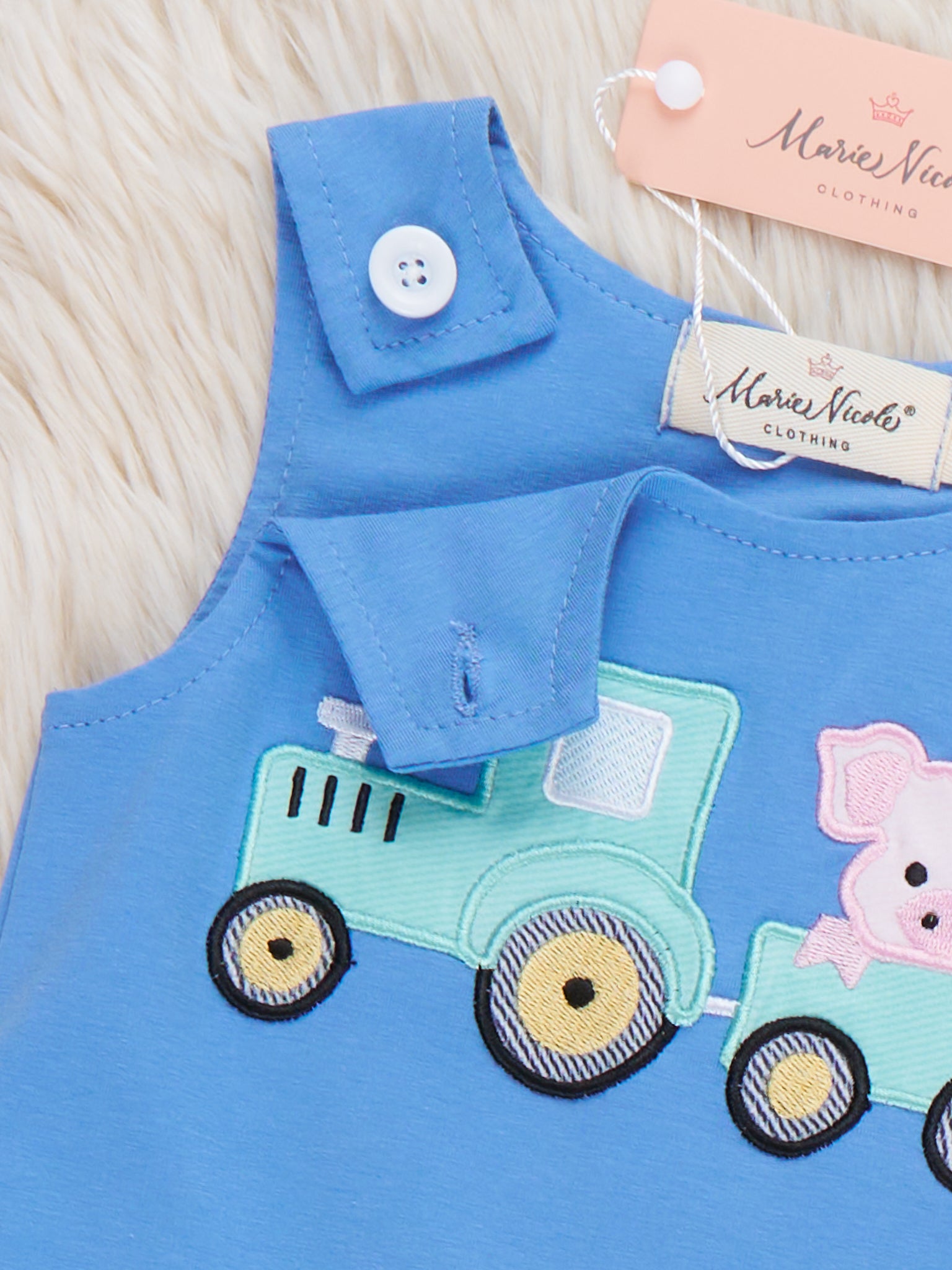 Tractor Tots Embroidered Bubble Romper - Marie Nicole Clothing