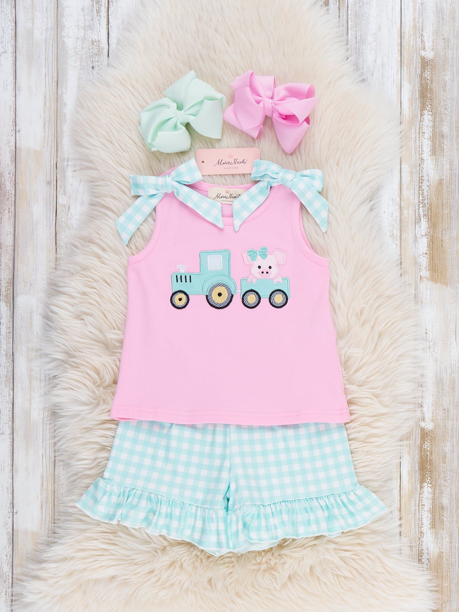 Tractor Tots Embroidered Ruffle Outfit - Marie Nicole Clothing