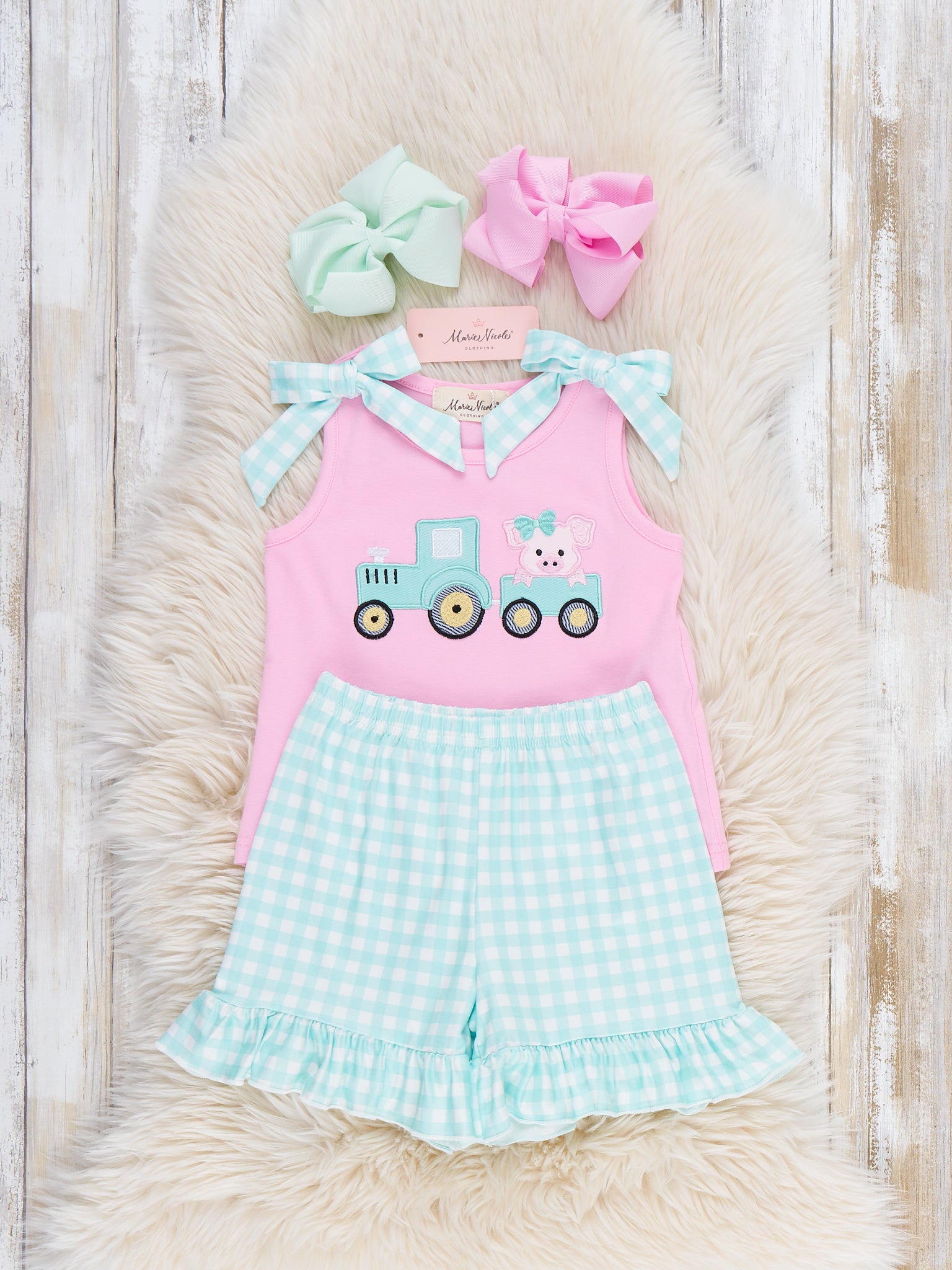 Tractor Tots Embroidered Ruffle Outfit - Marie Nicole Clothing