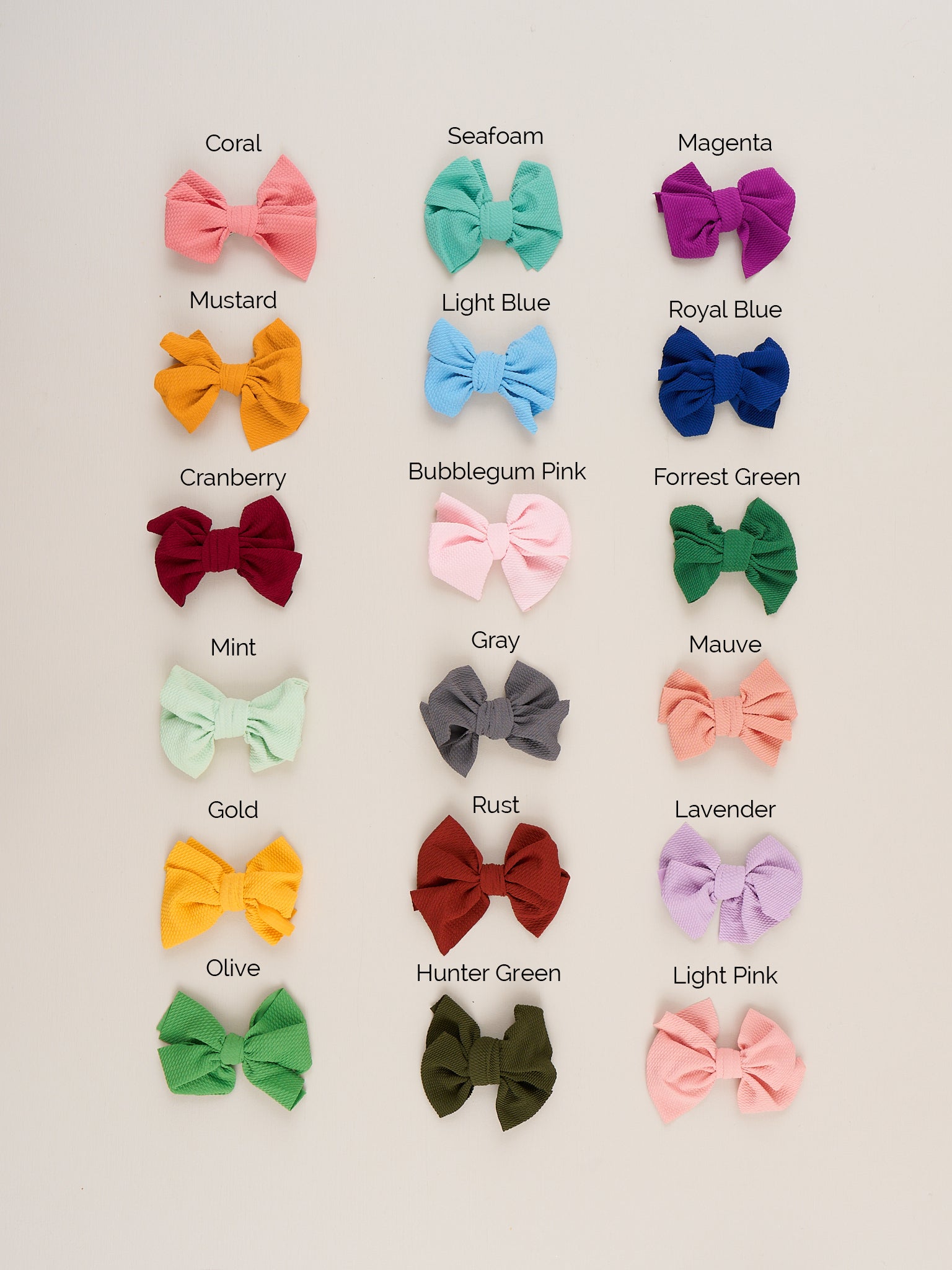 Waffle Bow 6 Inch - 23 Colors Available - Marie Nicole Clothing