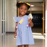 young girl wears back to school pencil dress