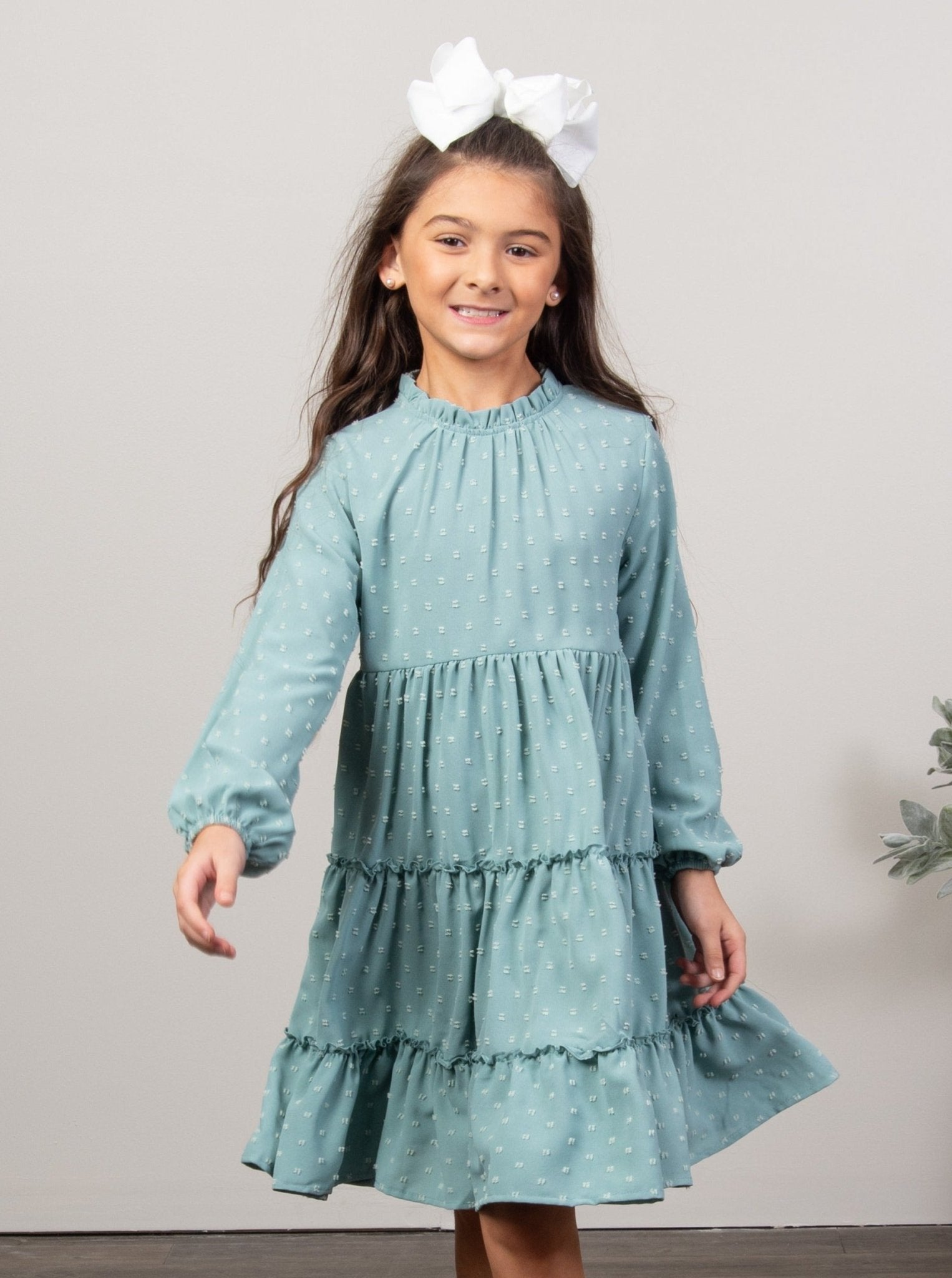 Mom & Me Nile Blue Swiss Dot Tiered Dress - Marie Nicole Clothing