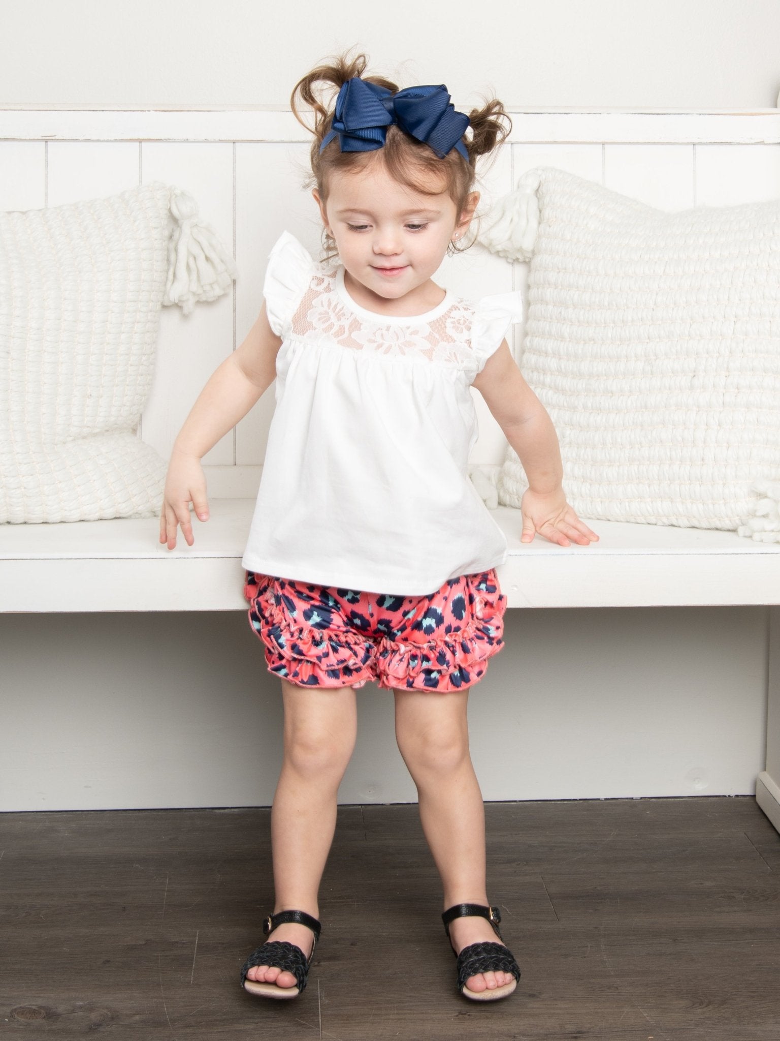 Pink Leopard Ruffle Hem Shorts - Marie Nicole Clothing