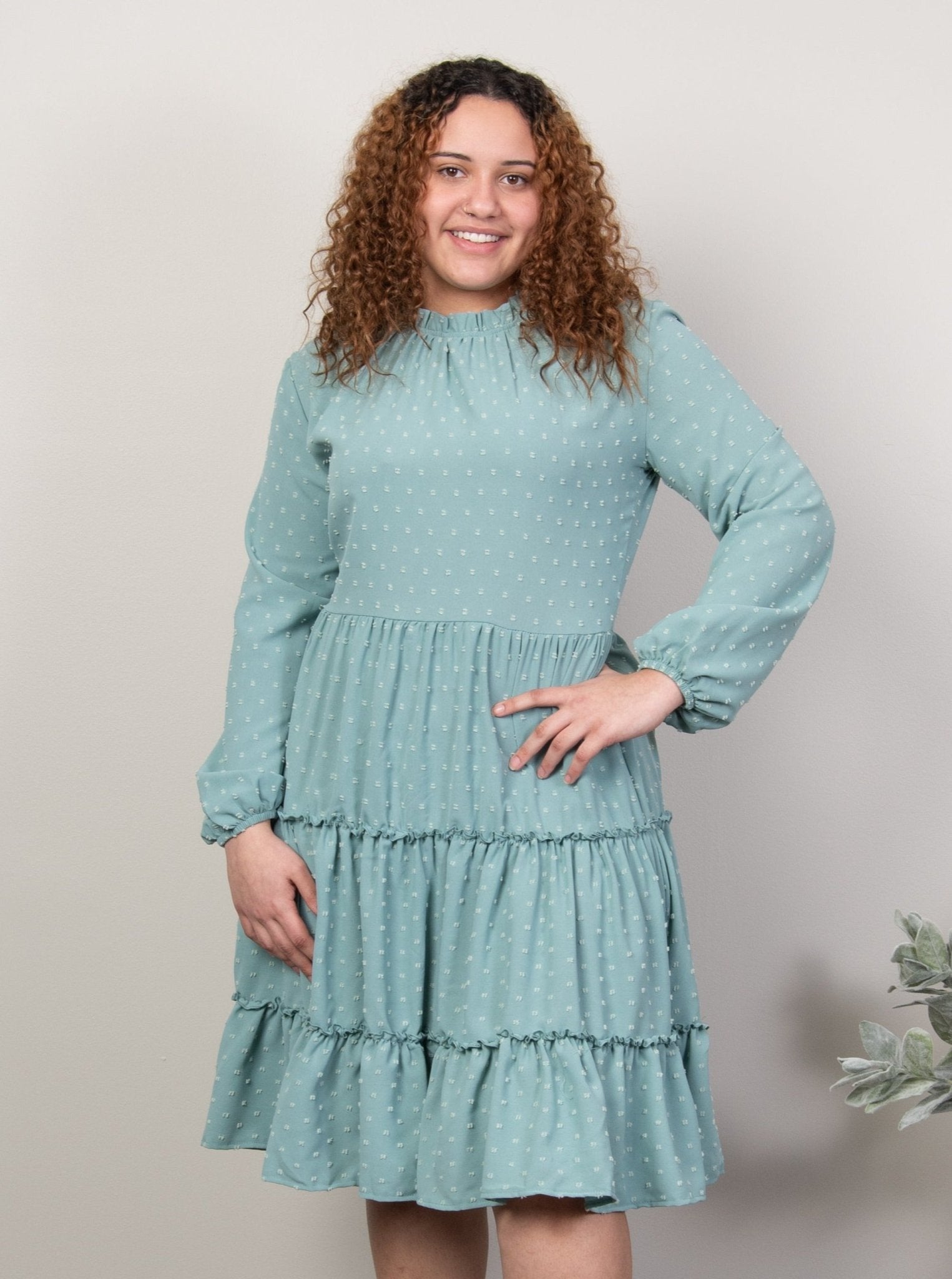 Mom & Me Nile Blue Swiss Dot Tiered Dress - Marie Nicole Clothing