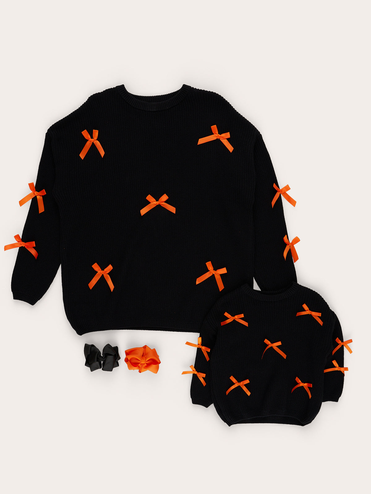 Mom & Me Bow-tiful Halloween Night Oversized Tunic Sweater - Marie Nicole Clothing