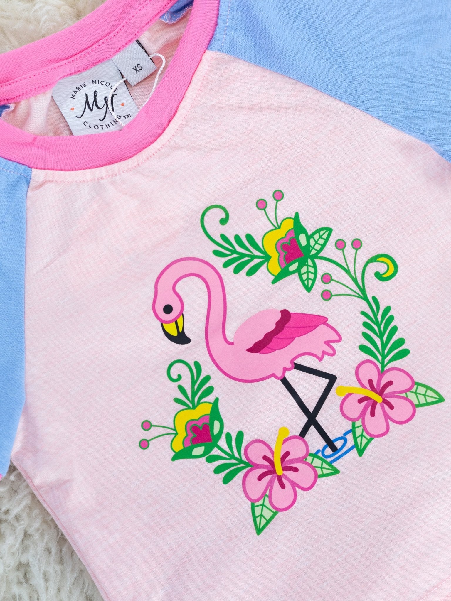 Flamingo Fantasy Raglan Shirt - Marie Nicole Clothing