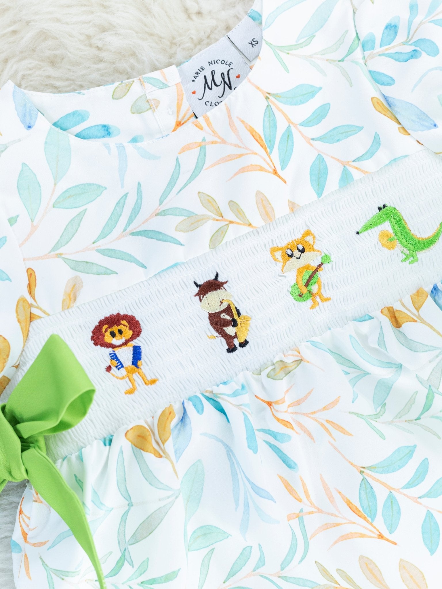 Jazzy Zoo Friends Smocked Bow Outfit - Marie Nicole Clothing