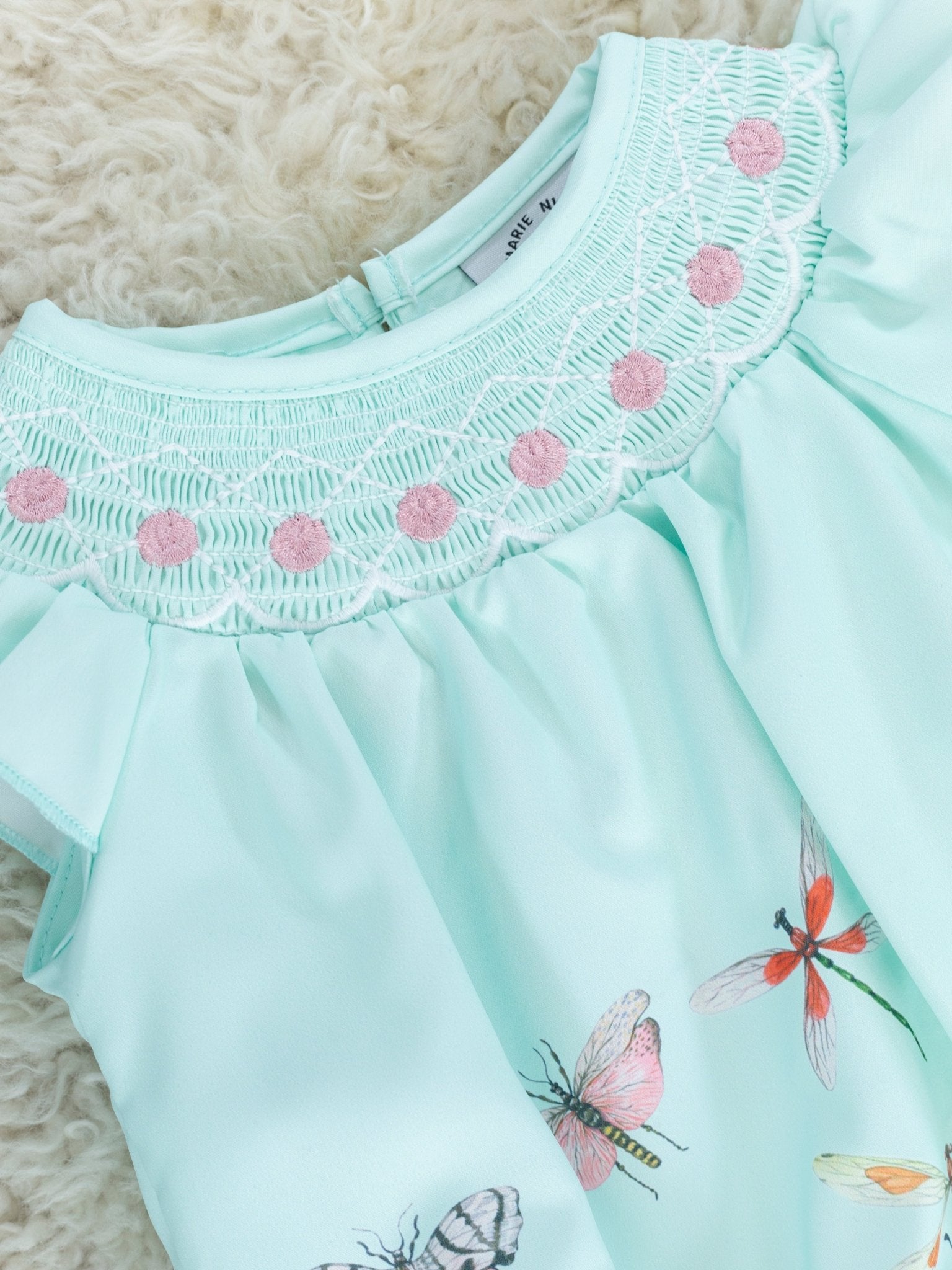 Smocked Bug Life Ruffle Bubble Romper - Marie Nicole Clothing