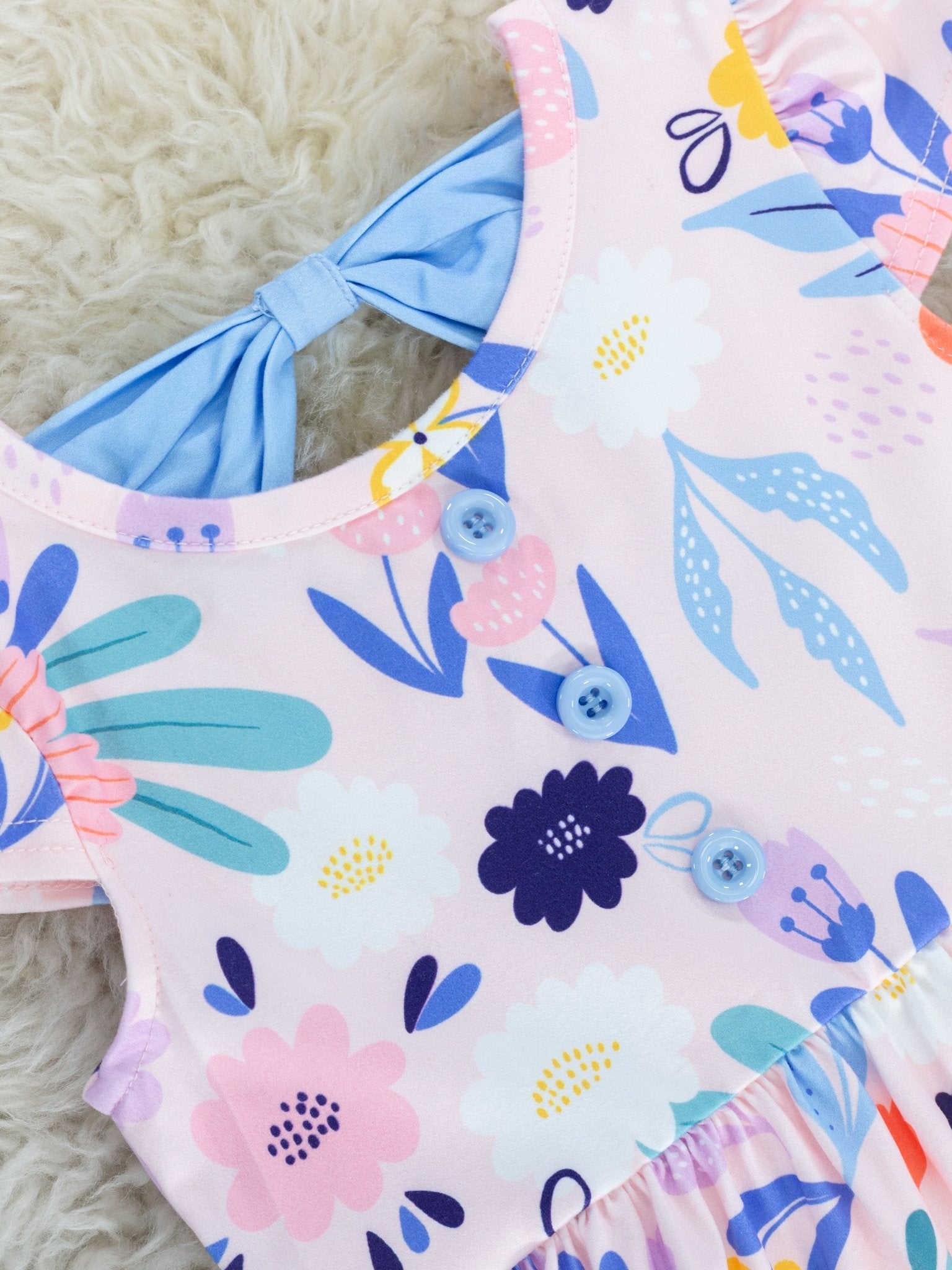 Bold Floral Bow Pocket Dress - Marie Nicole Clothing